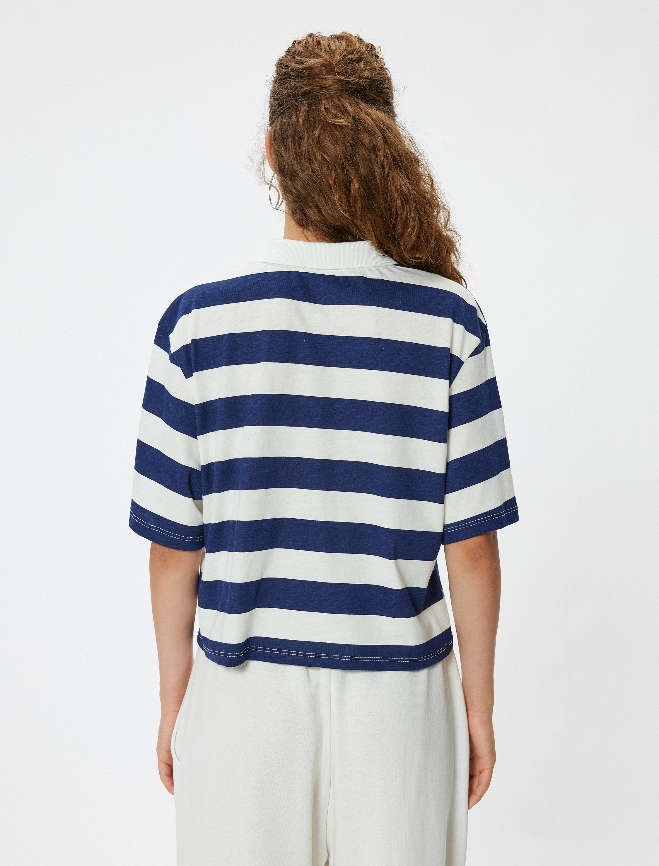   Polo Yaka Rugby Tişört Kısa Kollu Düğmeli Renk Bloklu