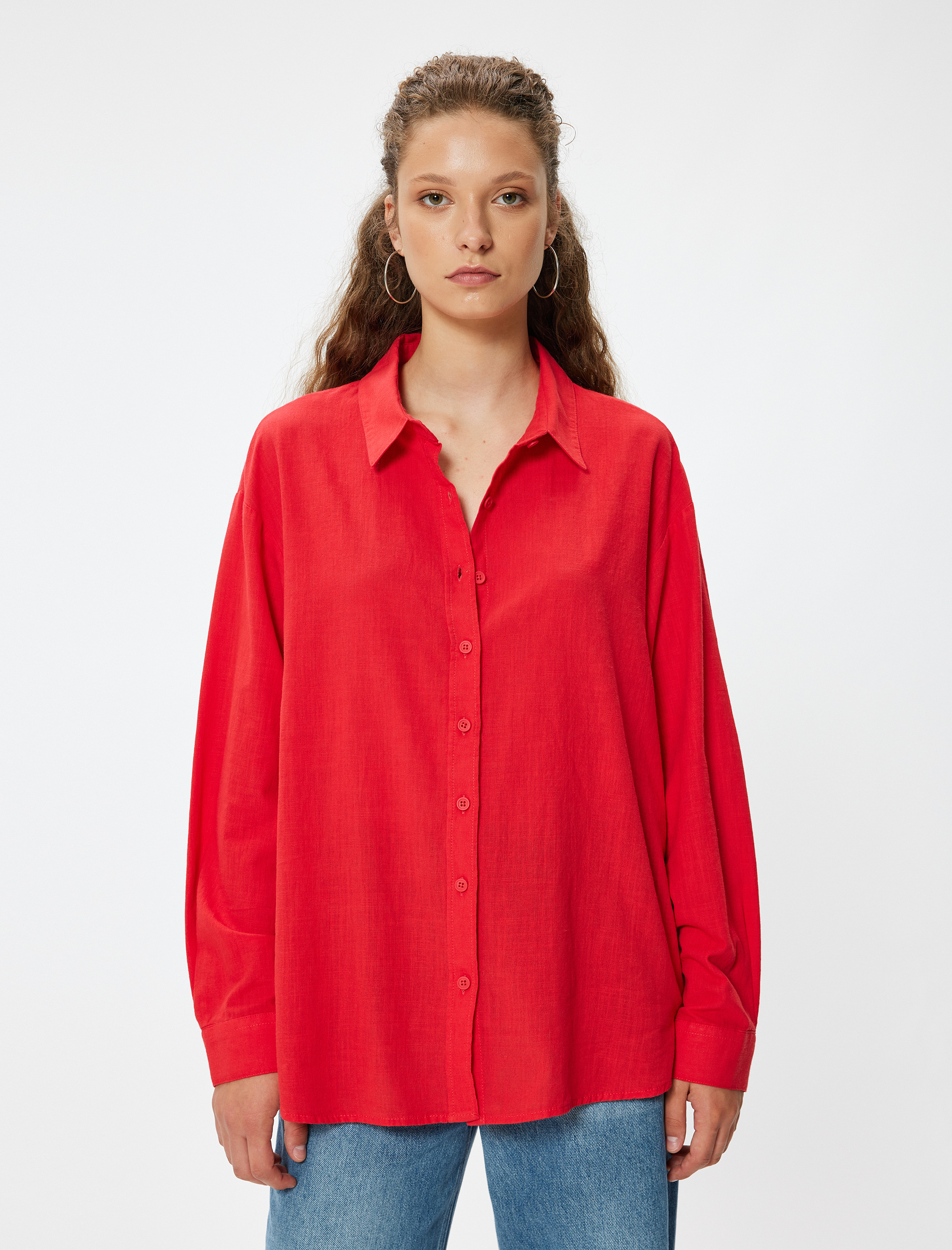 Uzun Kollu Gömlek Düğmeli Klasik Yaka Pamuklu