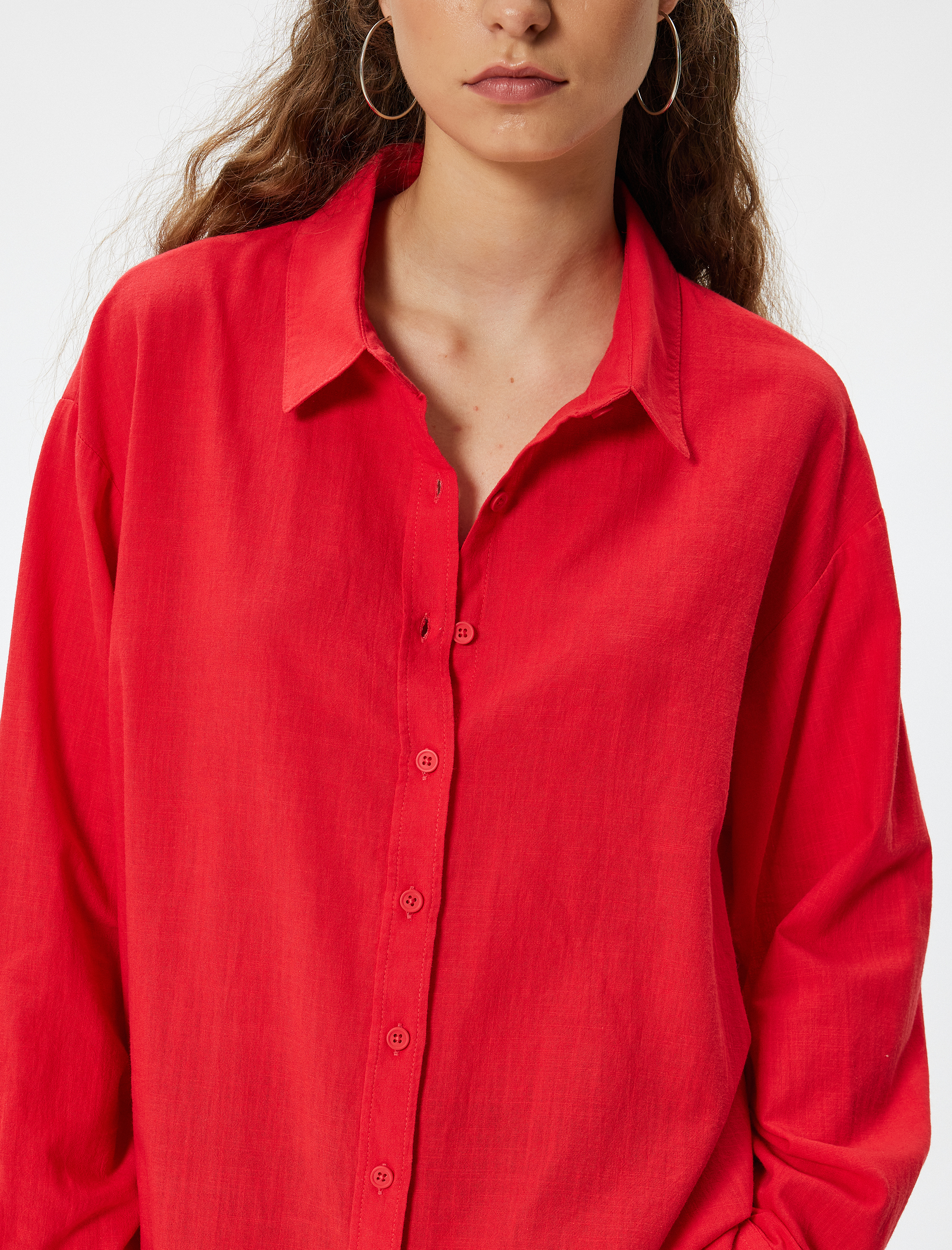 Uzun Kollu Gömlek Düğmeli Klasik Yaka Pamuklu