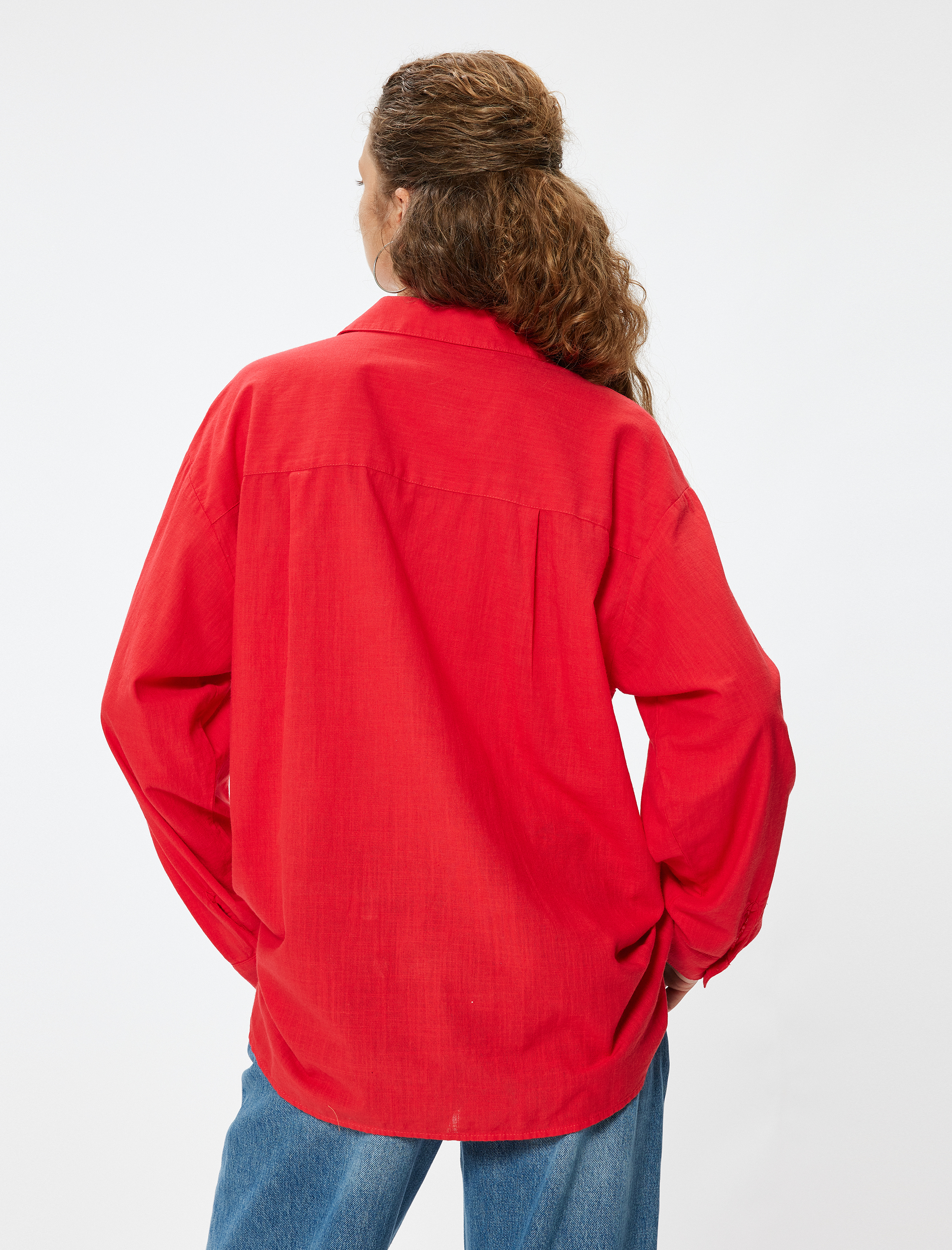 Uzun Kollu Gömlek Düğmeli Klasik Yaka Pamuklu