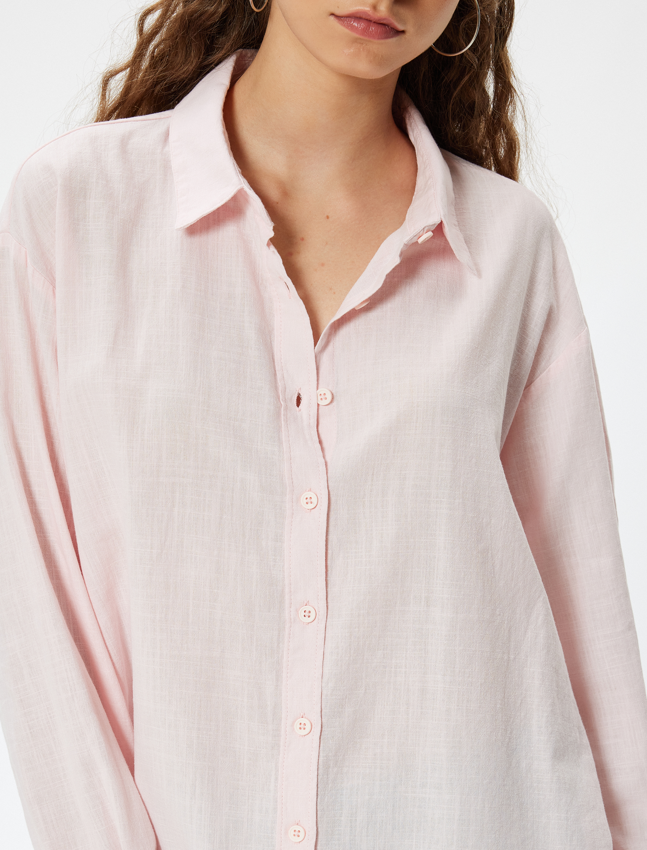 Uzun Kollu Gömlek Düğmeli Klasik Yaka Pamuklu