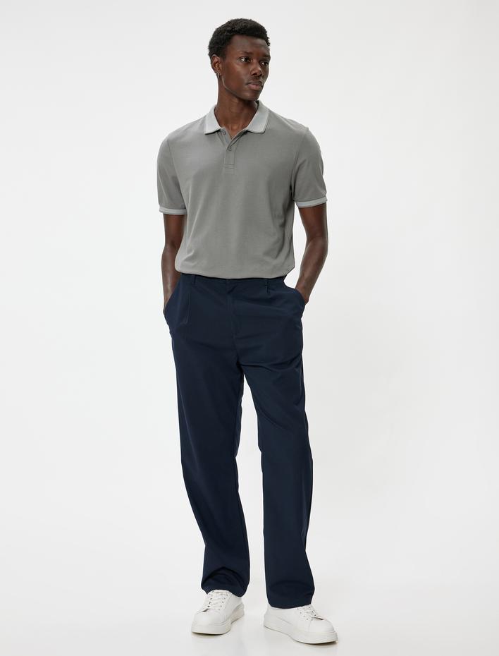  Polo Yaka Tişört Slim Fit Kısa Kollu Yaka Detaylı