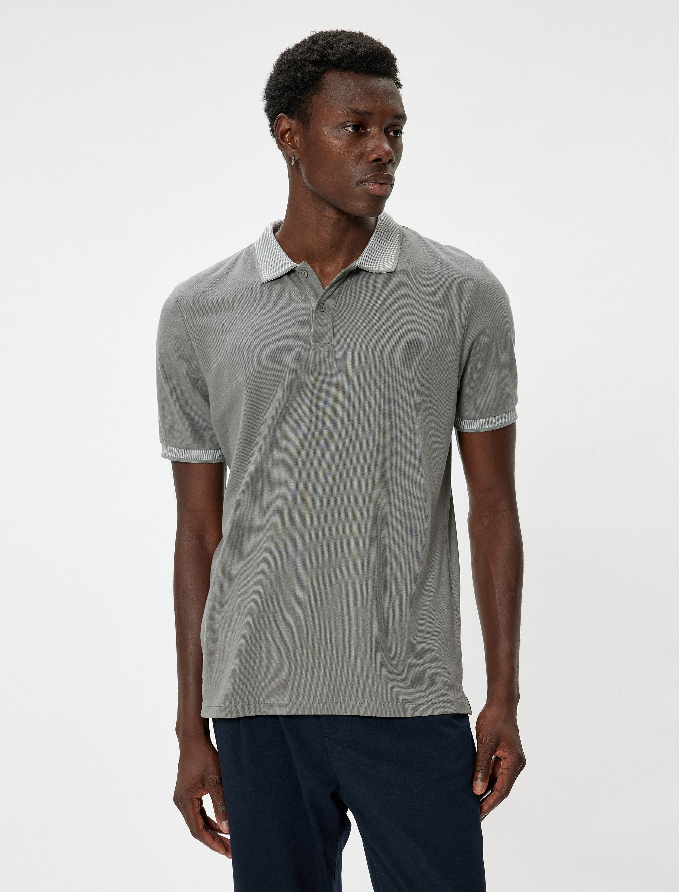 Polo Yaka Tişört Slim Fit Kısa Kollu Yaka Detaylı
