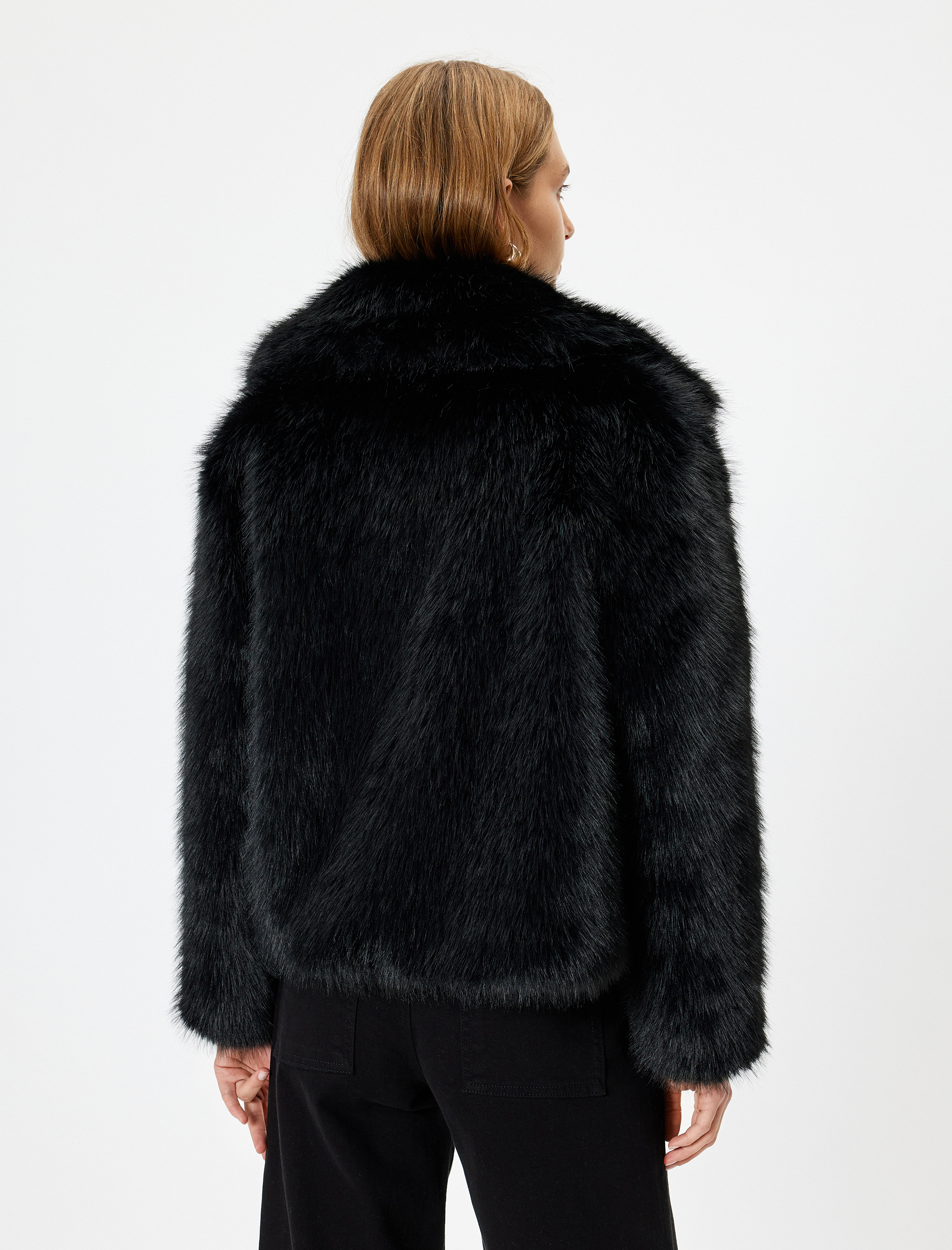   Uzun Kollu Peluş Mont