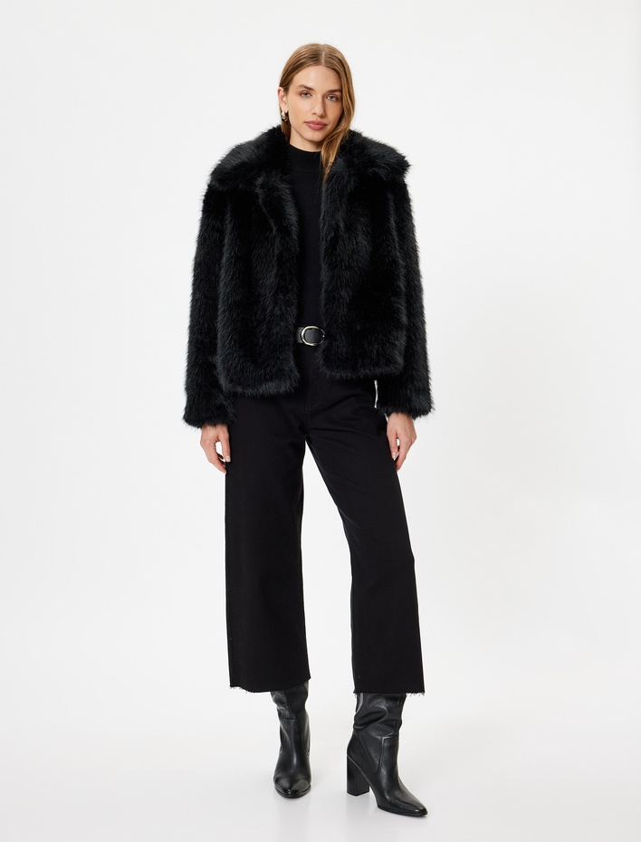  Uzun Kollu Peluş Mont