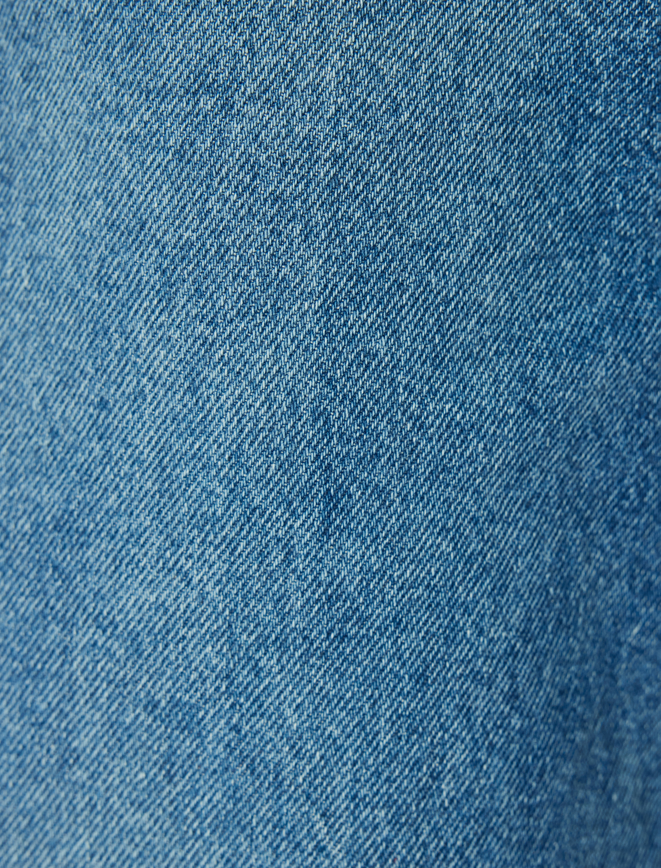   Standart Bel Düz Paça Yıpratılmış Kot Pantolon - Straight Fit Jeans