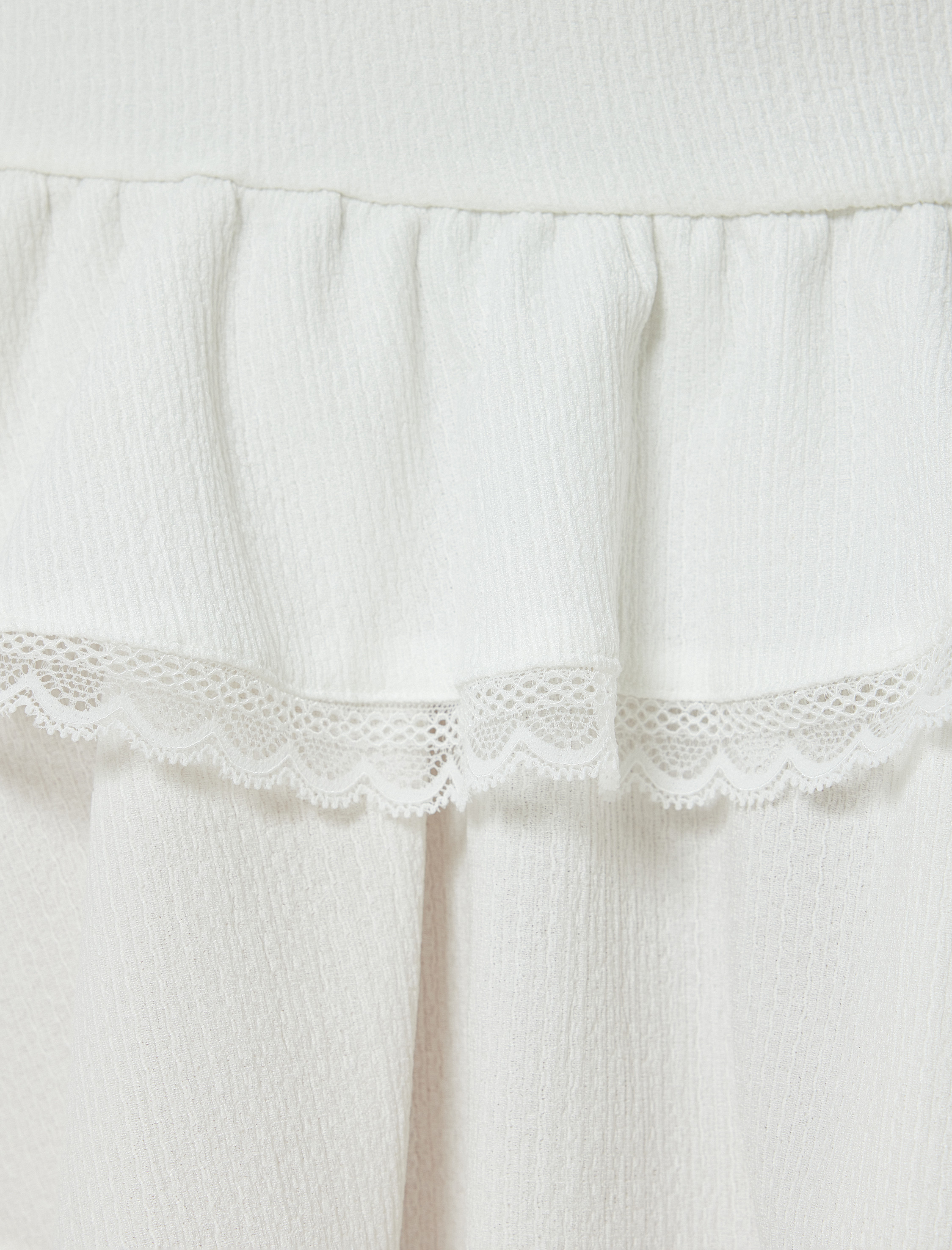   Fırfırlı Mini Etek Bürümcük Katlı Beli Lastikli Dantel Detaylı Bürümcük