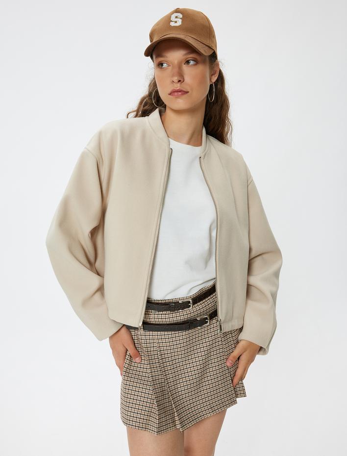  Pileli Şort Etek Mini Kemer Detaylı Ekoseli