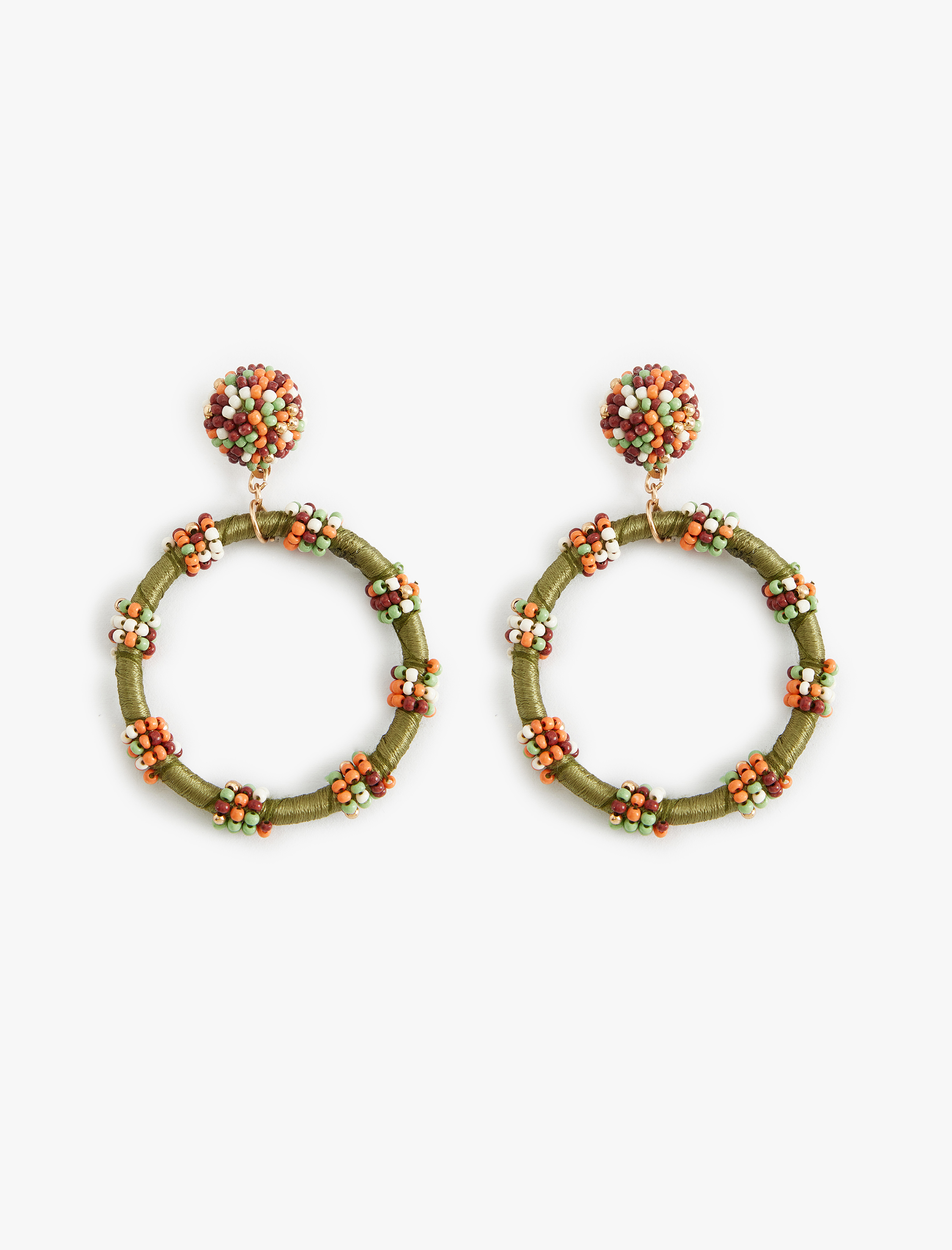  Kadın Geometrik Küpe Sallantılı Boncuk Detaylı Çok Renkli