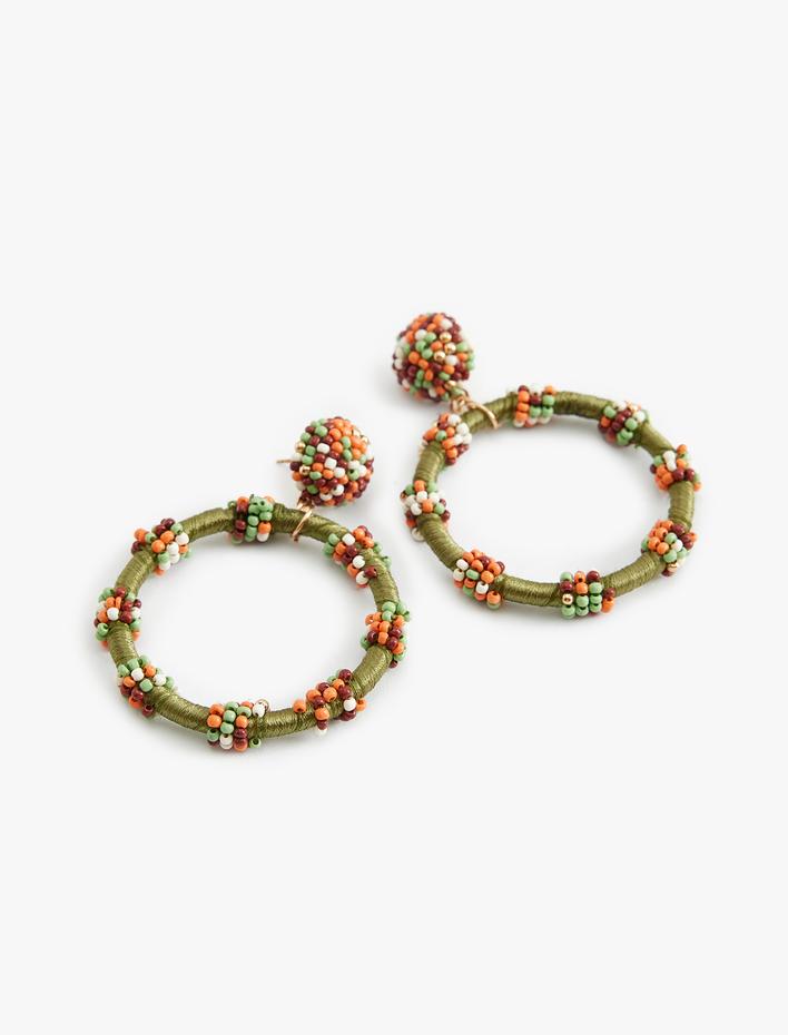 Kadın Geometrik Küpe Sallantılı Boncuk Detaylı Çok Renkli