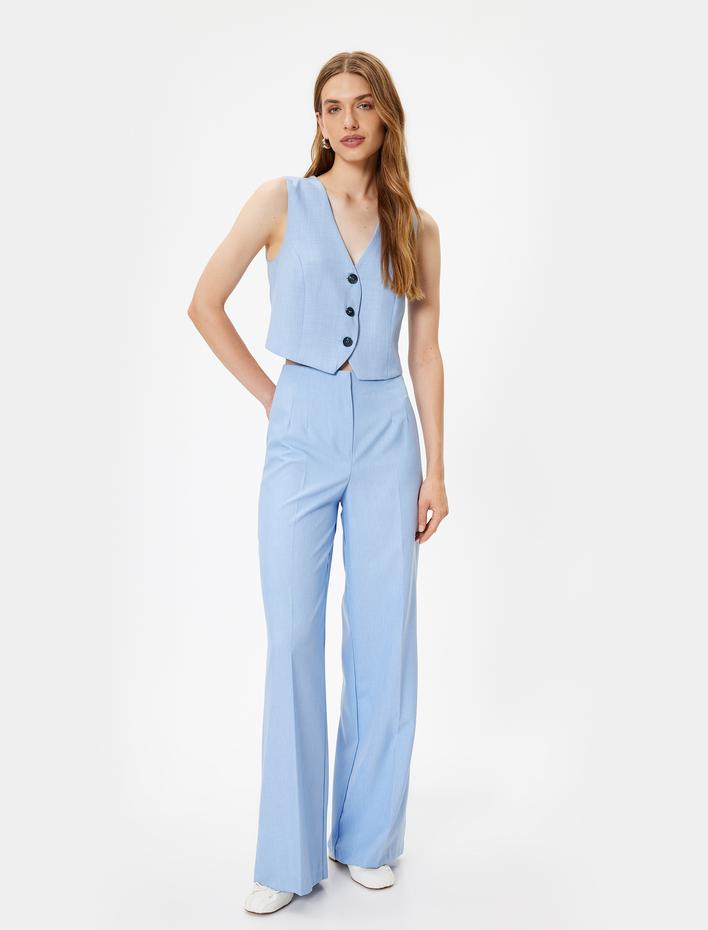  Yelek Slim Fit V Yaka Düğmeli