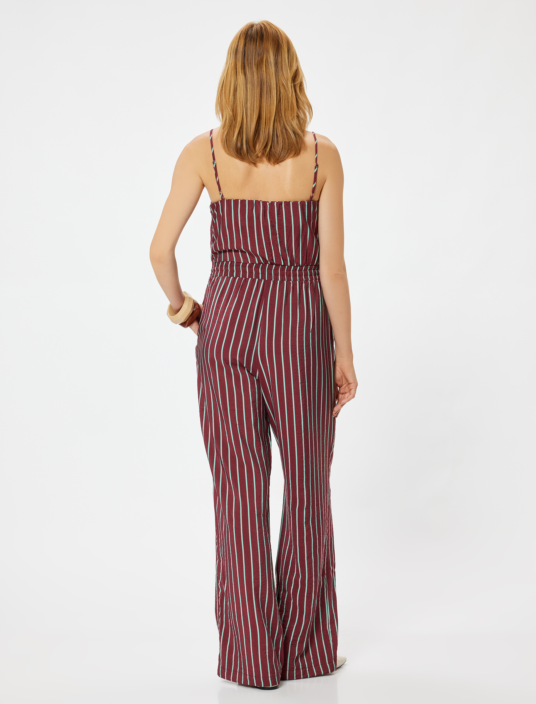   Koton X Melis Ağazat - Viskon Tulum İnce Askılı Bol Paça Cepli Beli Lastikli