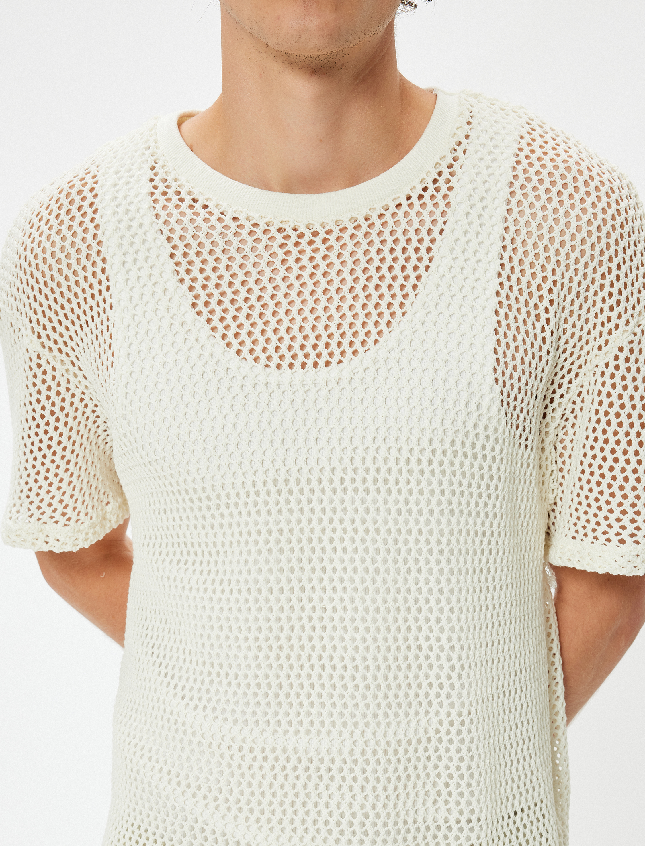   File Tişört Oversize Kısa Kollu Bisiklet Yaka Pamuk Karışımlı