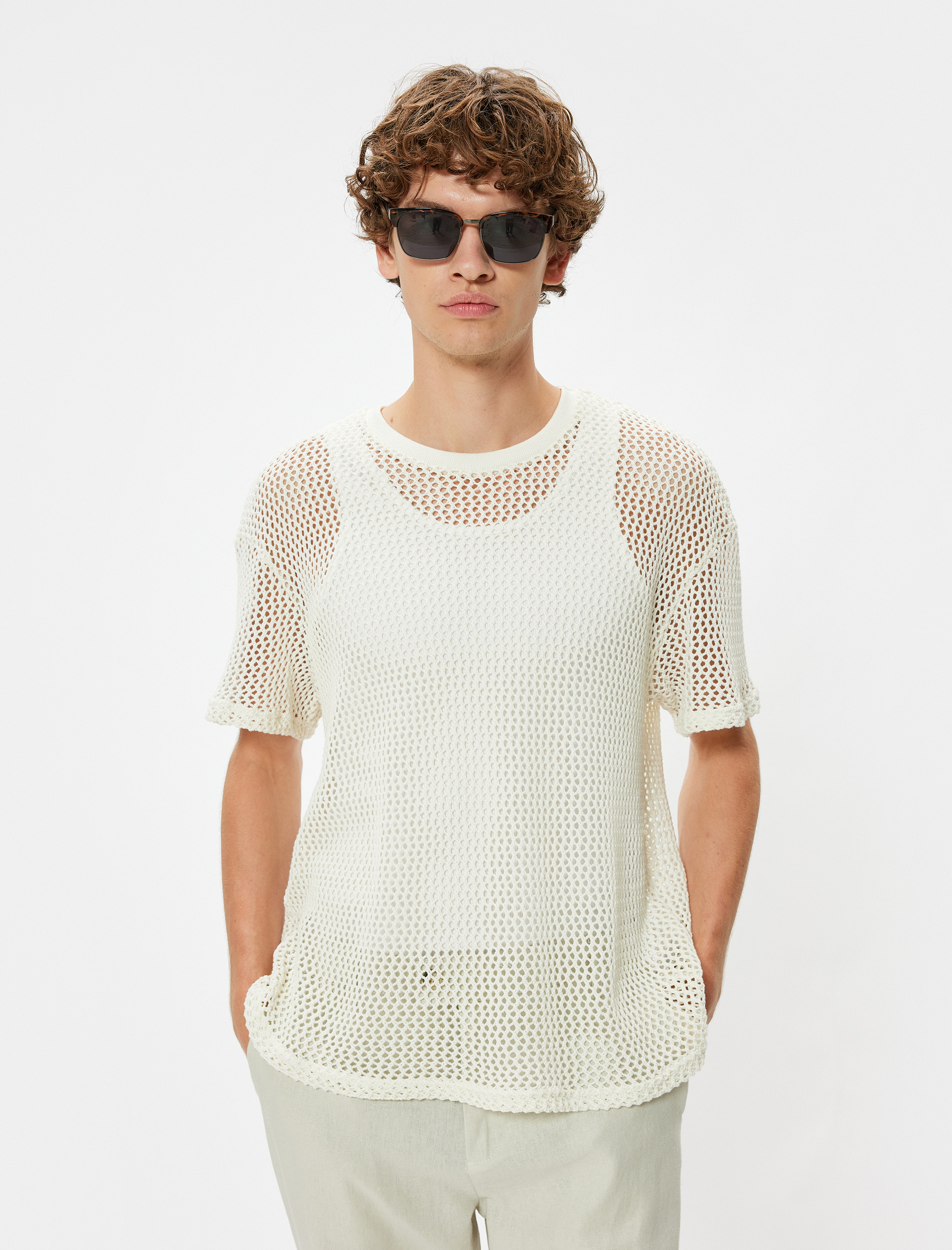   File Tişört Oversize Kısa Kollu Bisiklet Yaka Pamuk Karışımlı