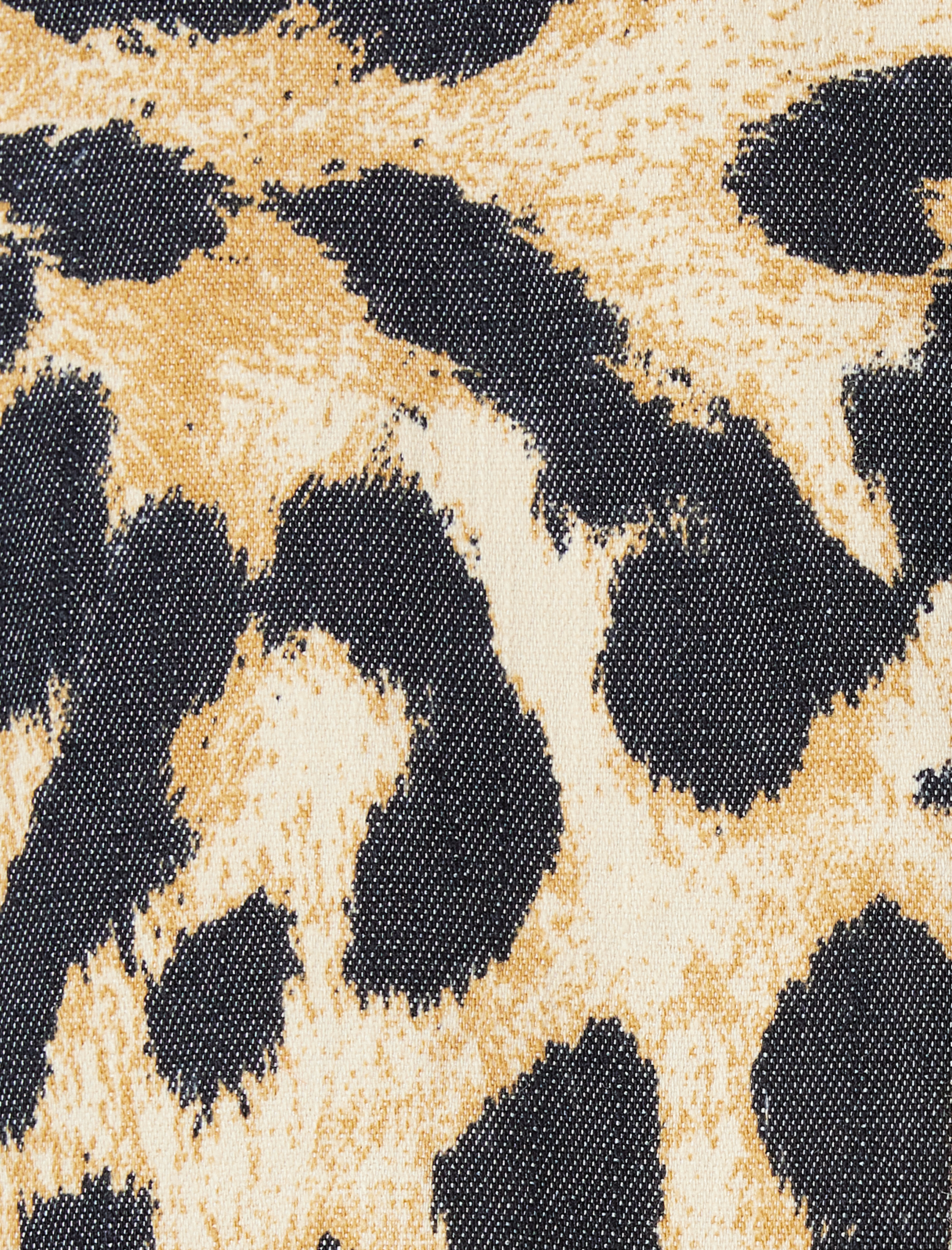   Leopar Desenli Fermuarlı Dik Yaka Ceket