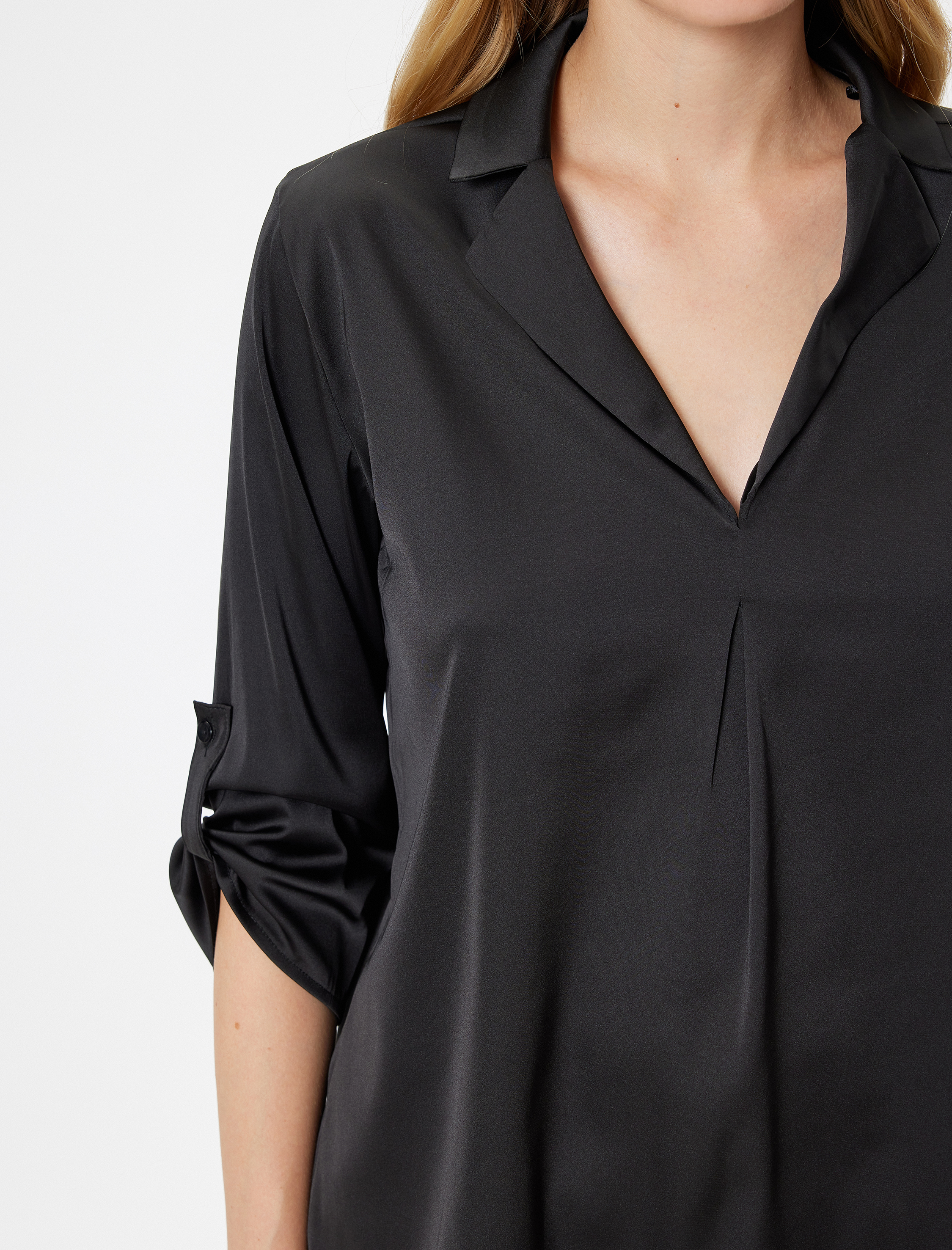   Saten Bluz 3/4 Kol Bol Kalıp