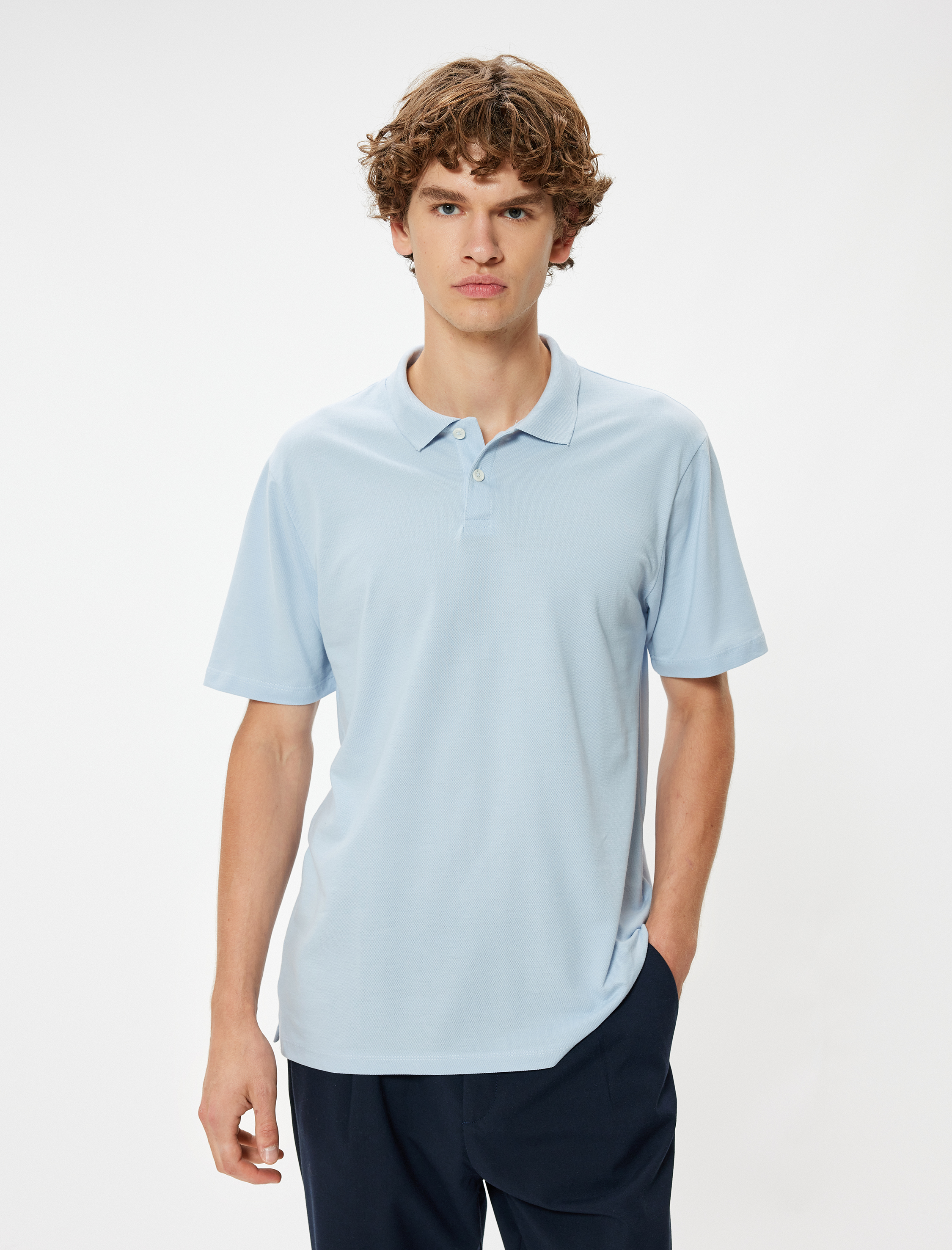 Slim Fit Tişört Polo Yaka Kısa Kollu Pamuklu