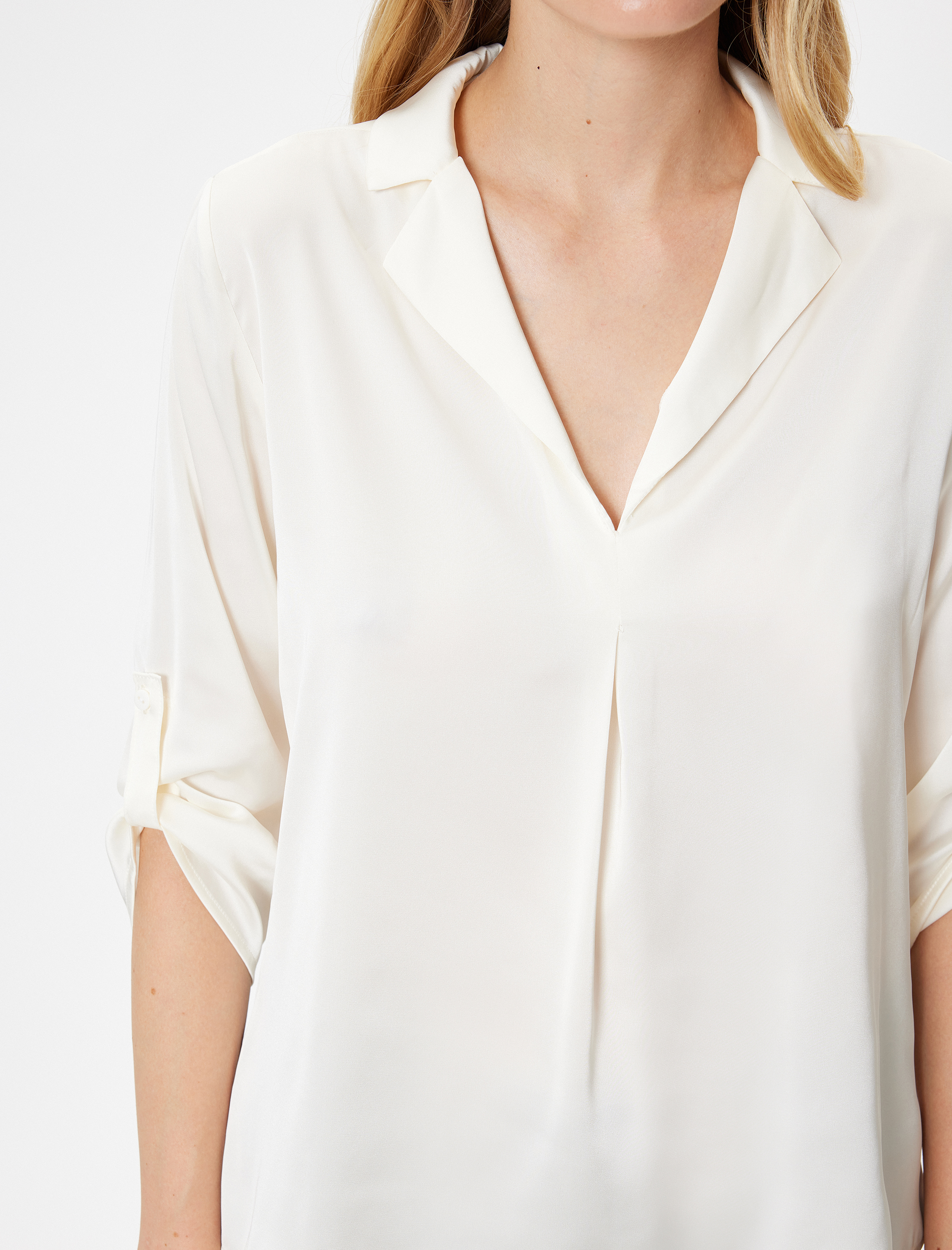   Saten Bluz 3/4 Kol Bol Kalıp