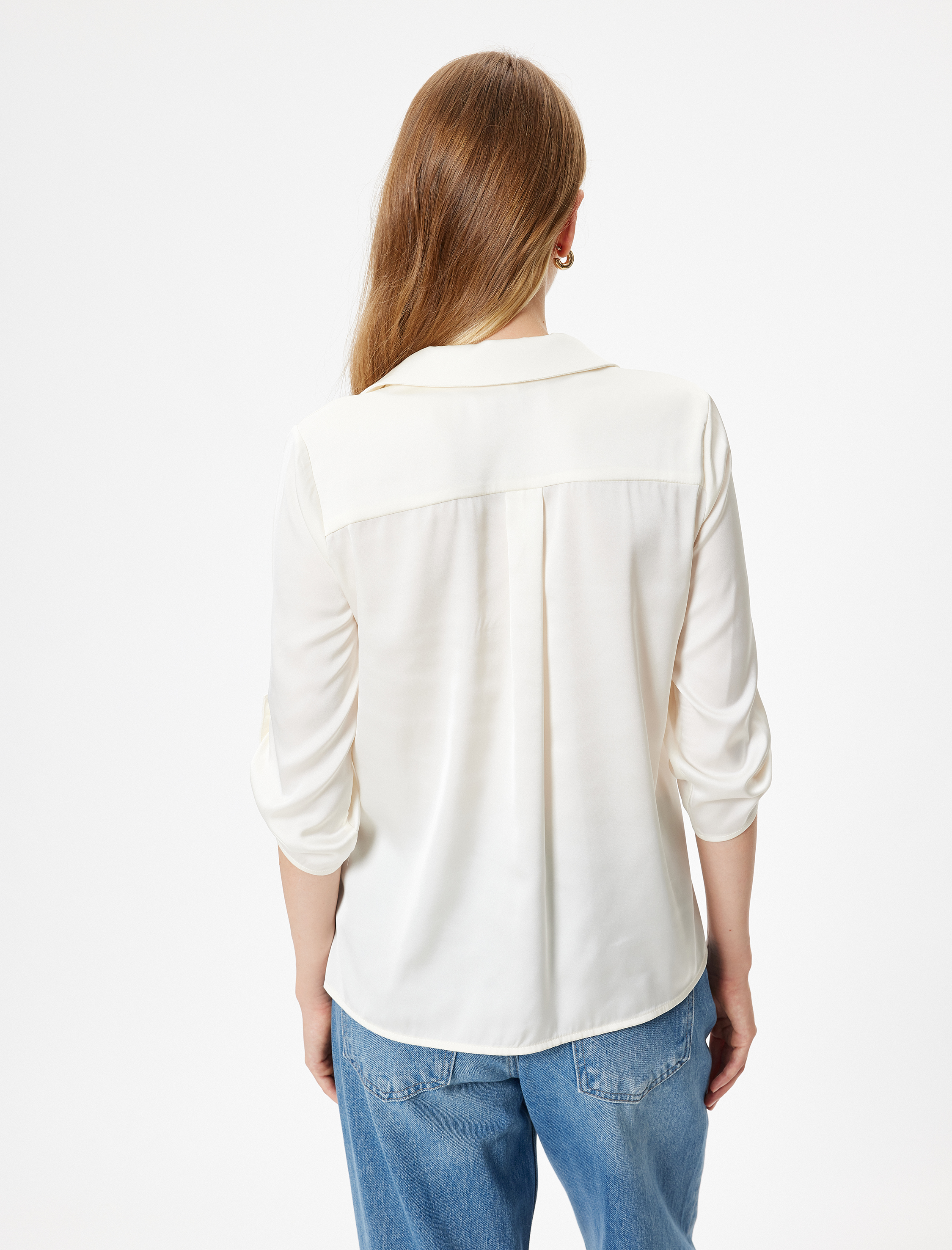   Saten Bluz 3/4 Kol Bol Kalıp