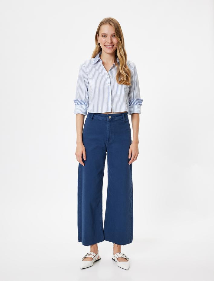  Geniş Kısa Paça Kot Pantolon Standart Bel -  Sandra Jeans