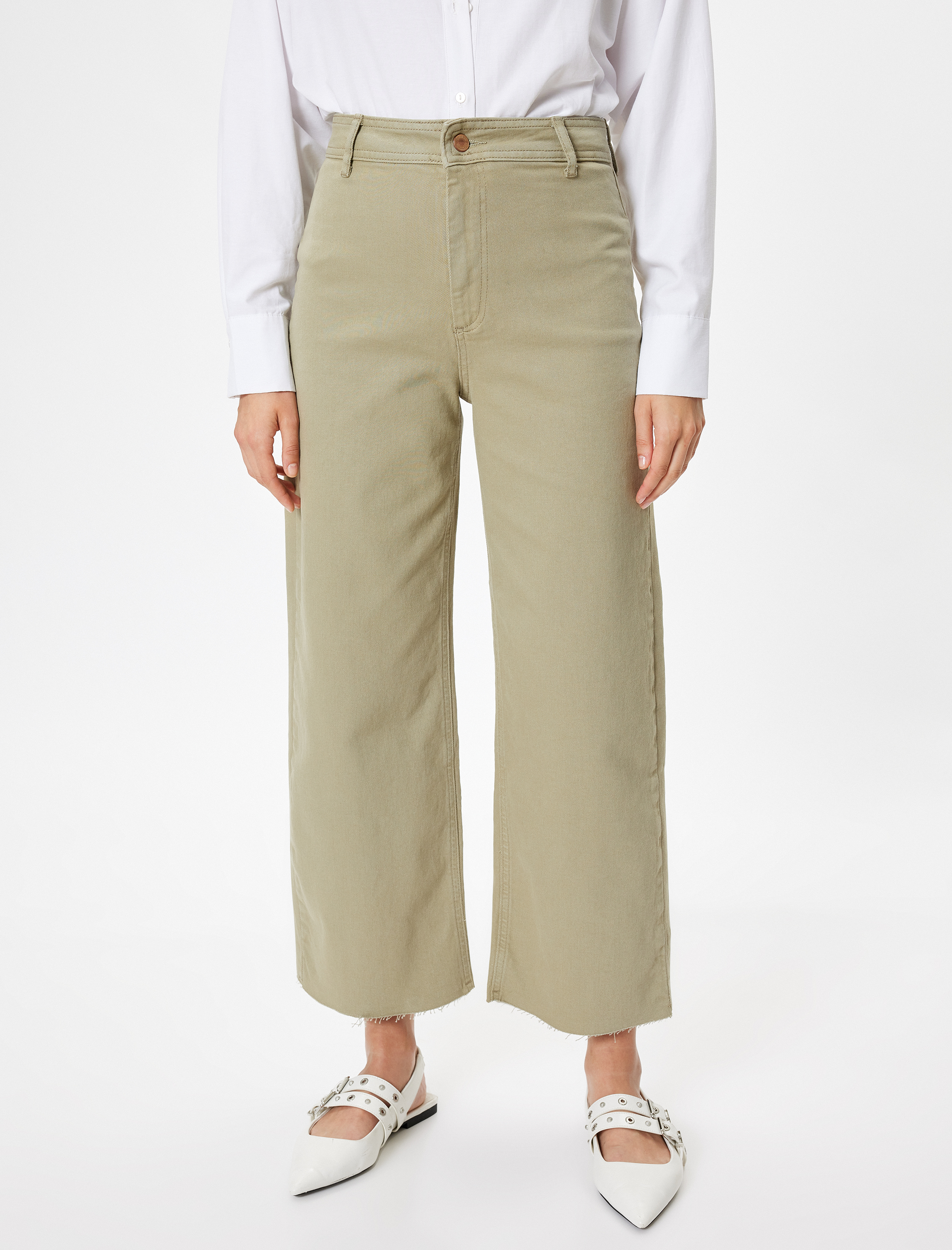   Geniş Kısa Paça Kot Pantolon Standart Bel -  Sandra Jeans