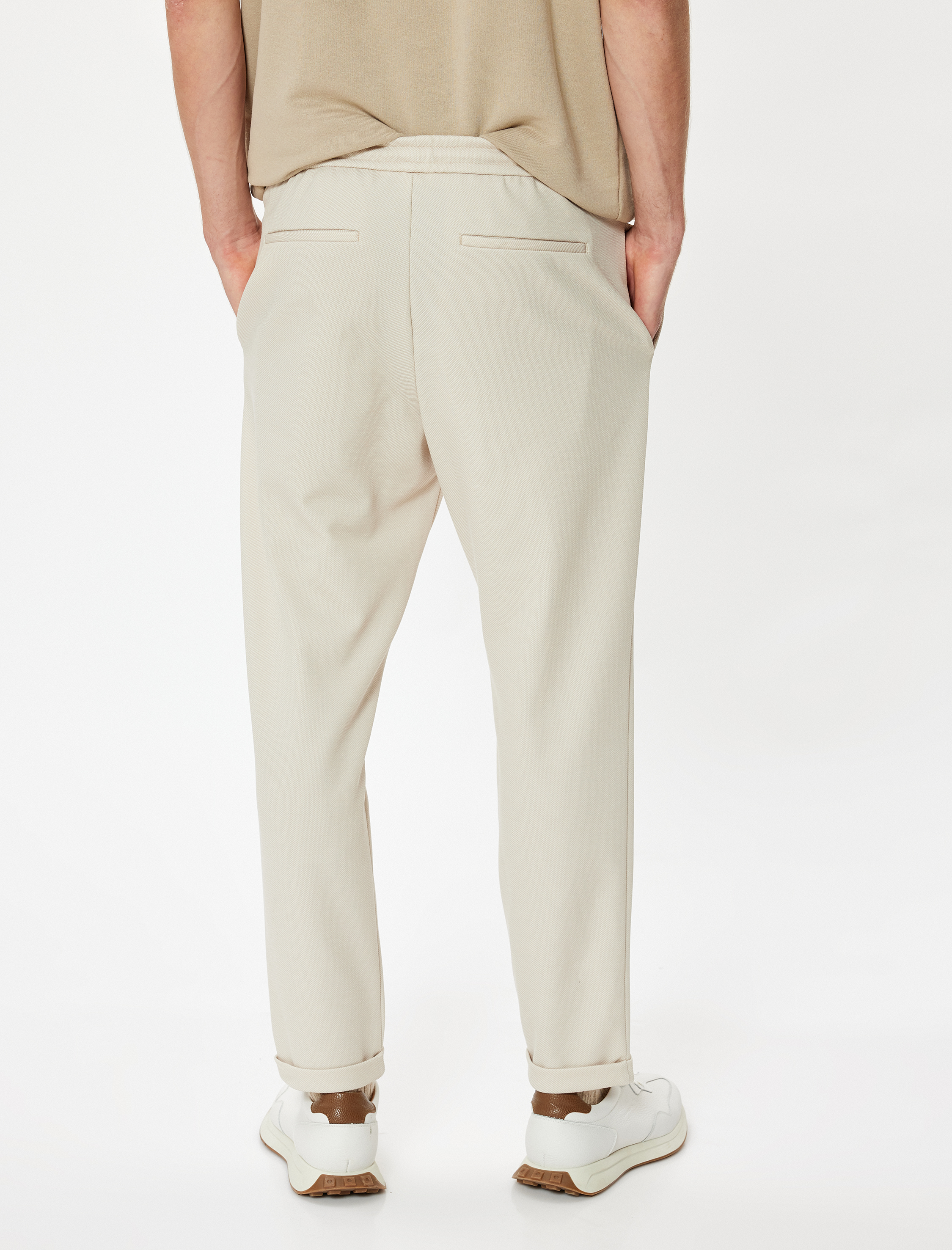   Beli Bağcıklı Pantolon Cep Detaylı Katlamalı Paça