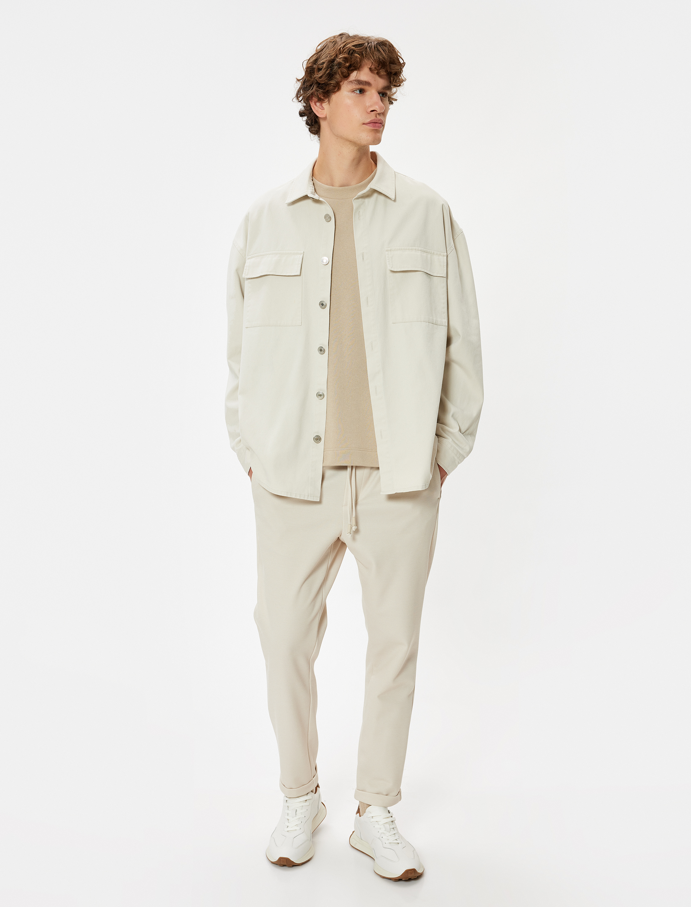   Beli Bağcıklı Pantolon Cep Detaylı Katlamalı Paça