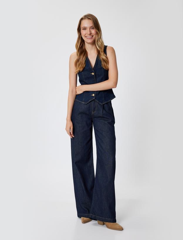 Geniş Paça Kot Pantolon Yüksek Bel - Wide Leg Jeans_1