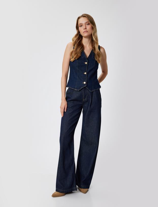 Geniş Paça Kot Pantolon Yüksek Bel - Wide Leg Jeans_0