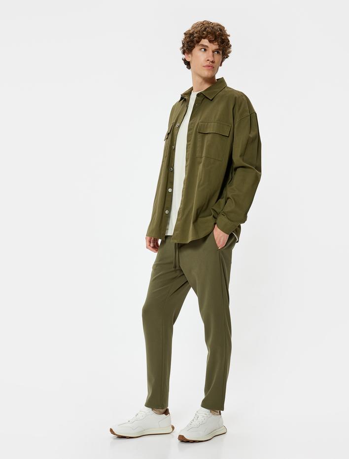  Kumaş Pantolon Beli Bağcıklı Cep Detaylı