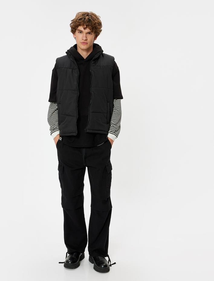  Şişme Yelek Slim Fit Dik Yaka Fermuarlı