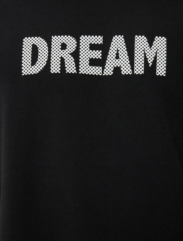 Oversize Tişört Slogan Baskılı Bisiklet Yaka Kısa Kollu Pamuklu_5