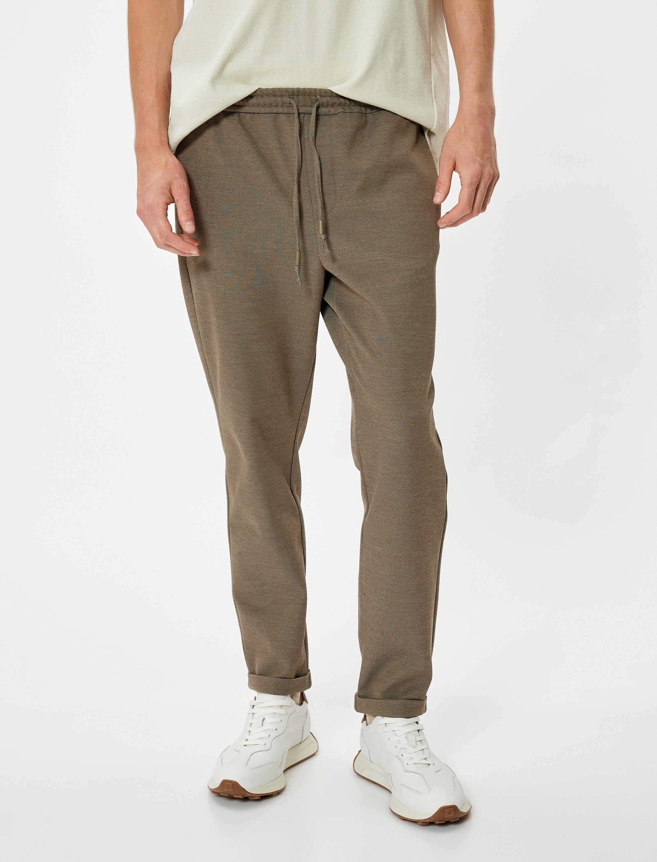   Beli Bağcıklı Pantolon Cep Detaylı Katlamalı Paça