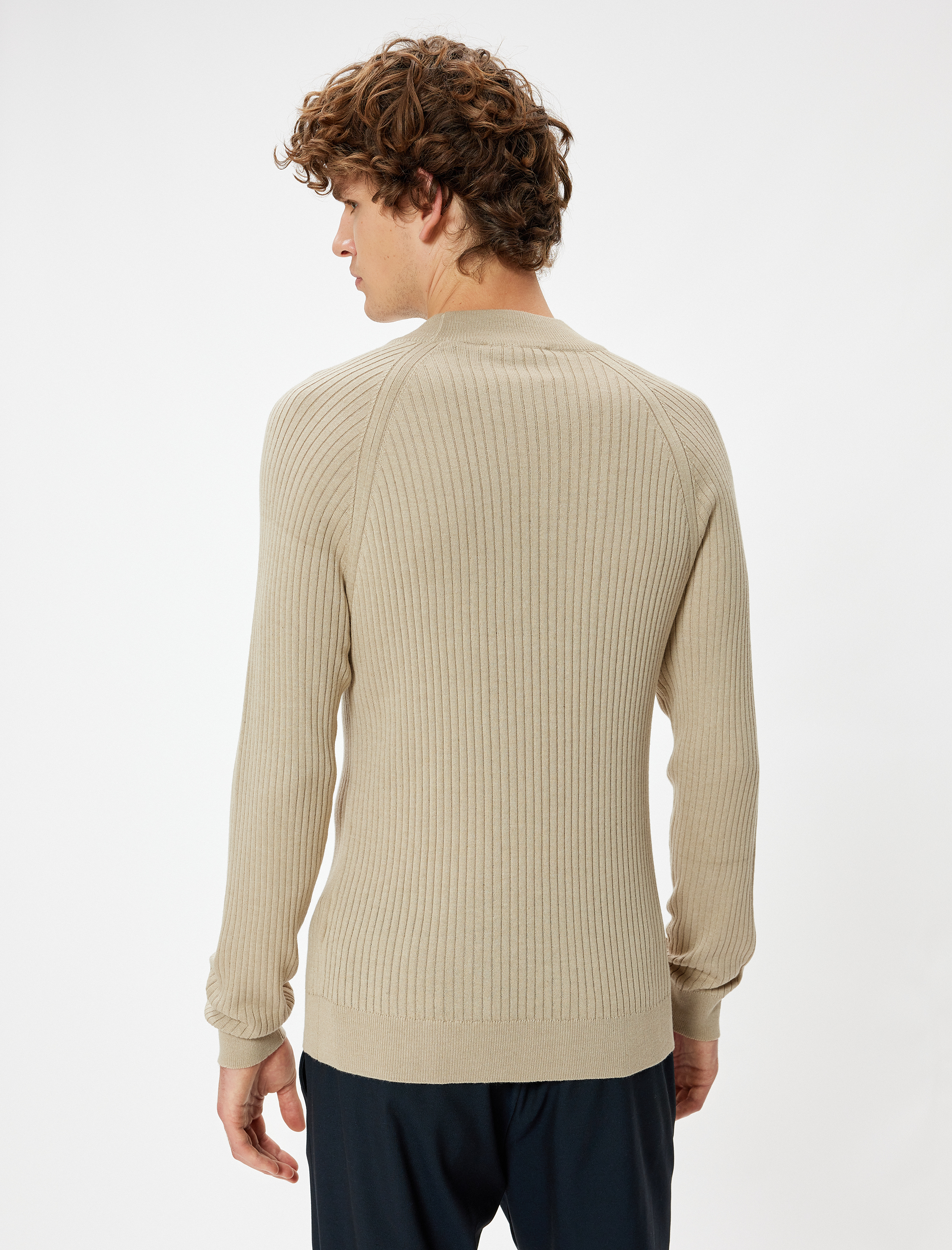   Triko Kazak Yarım Balıkçı Yaka Basic Dokulu Pamuk Karışımlı