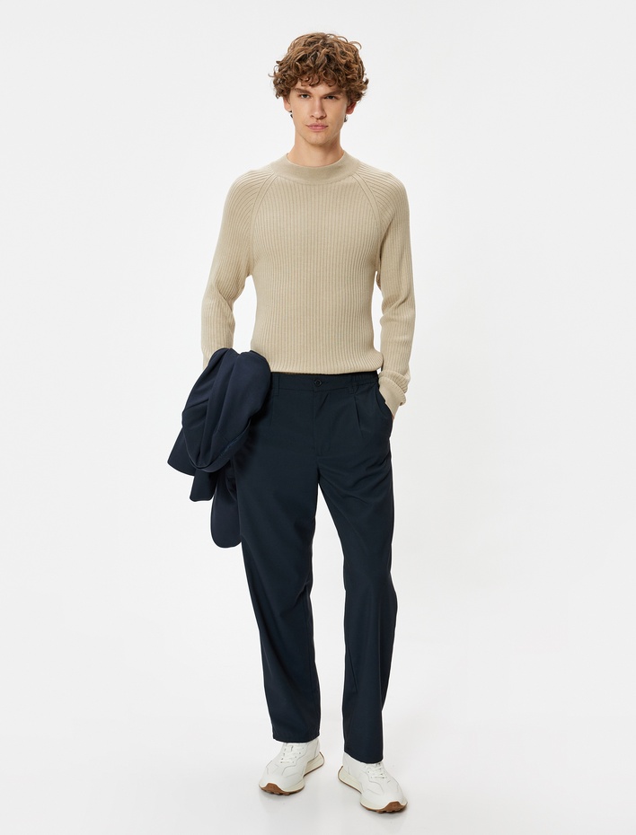  Triko Kazak Yarım Balıkçı Yaka Basic Dokulu Pamuk Karışımlı