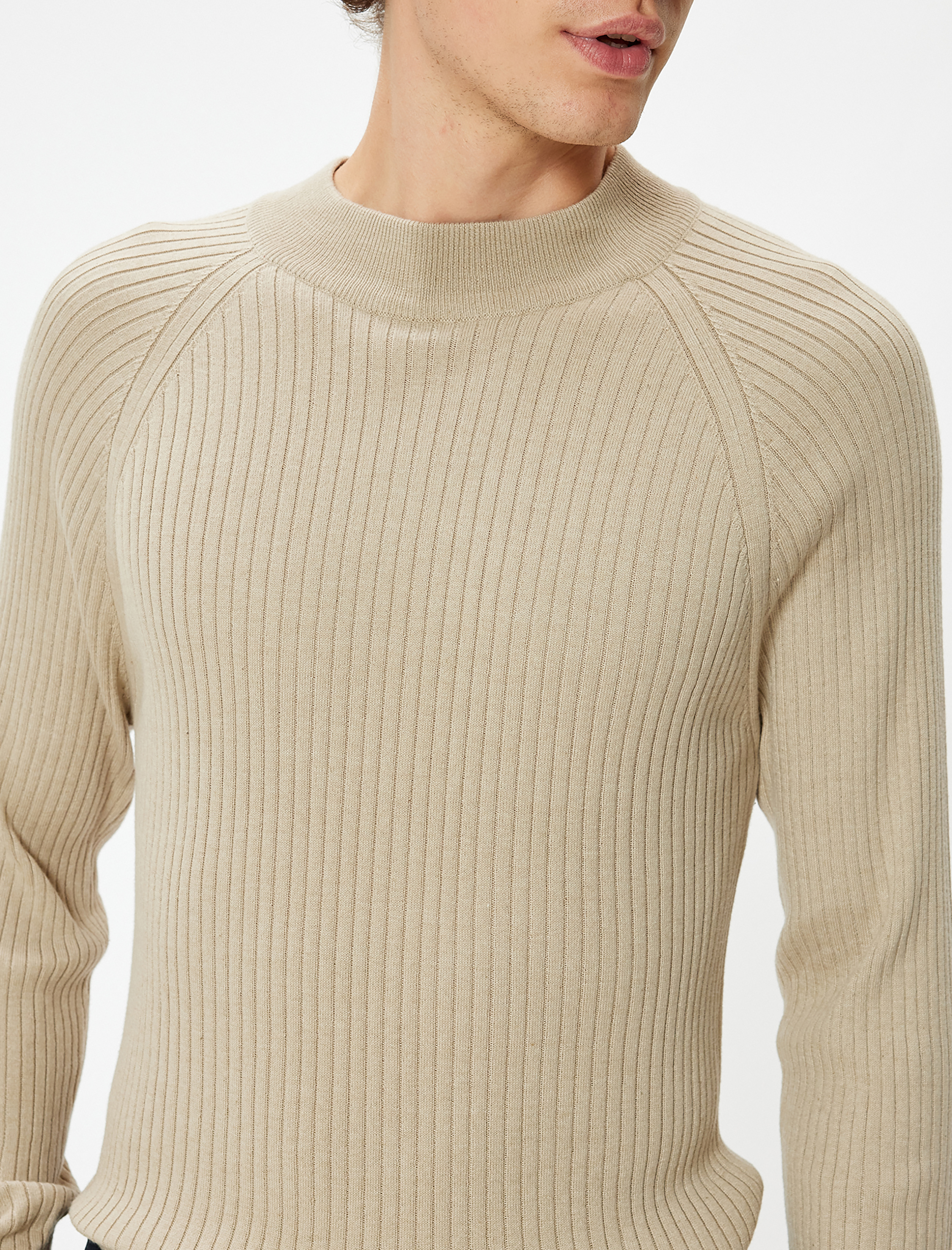   Triko Kazak Yarım Balıkçı Yaka Basic Dokulu Pamuk Karışımlı