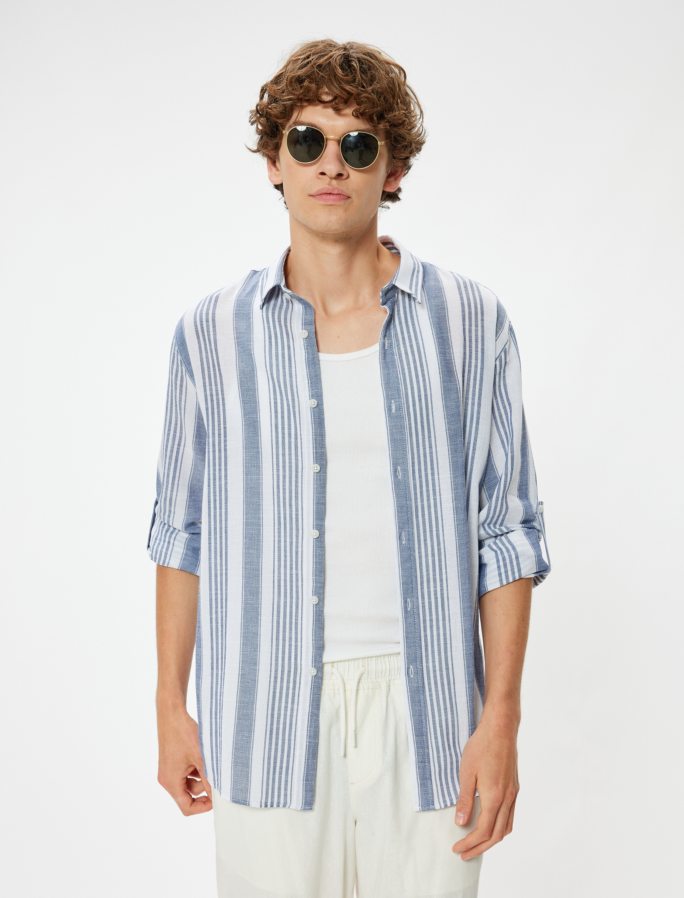   Uzun Kollu Gömlek Klasik Yaka Düğmeli Pamuklu Regular Fit