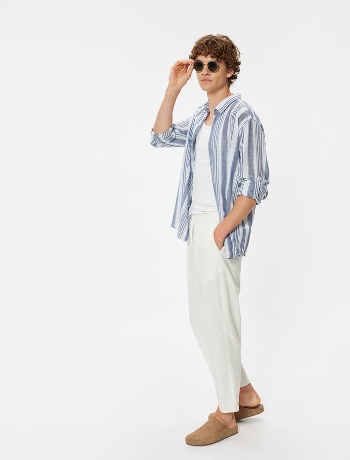  Uzun Kollu Gömlek Klasik Yaka Düğmeli Pamuklu Regular Fit