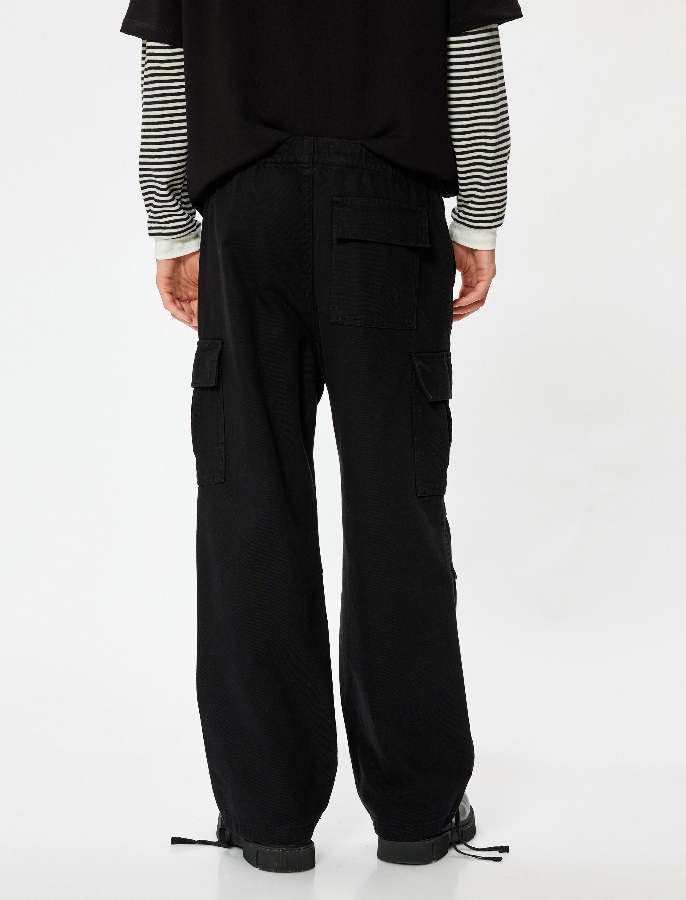   Paraşüt Pantolon Kargo Cep Detaylı Beli Bağcıklı Pamuklu