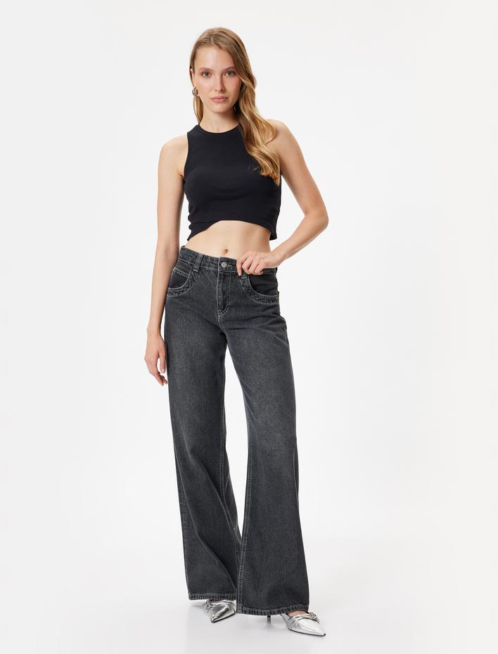  Crop Fitilli Atlet Asimetrik Kesim Bisiklet Yaka