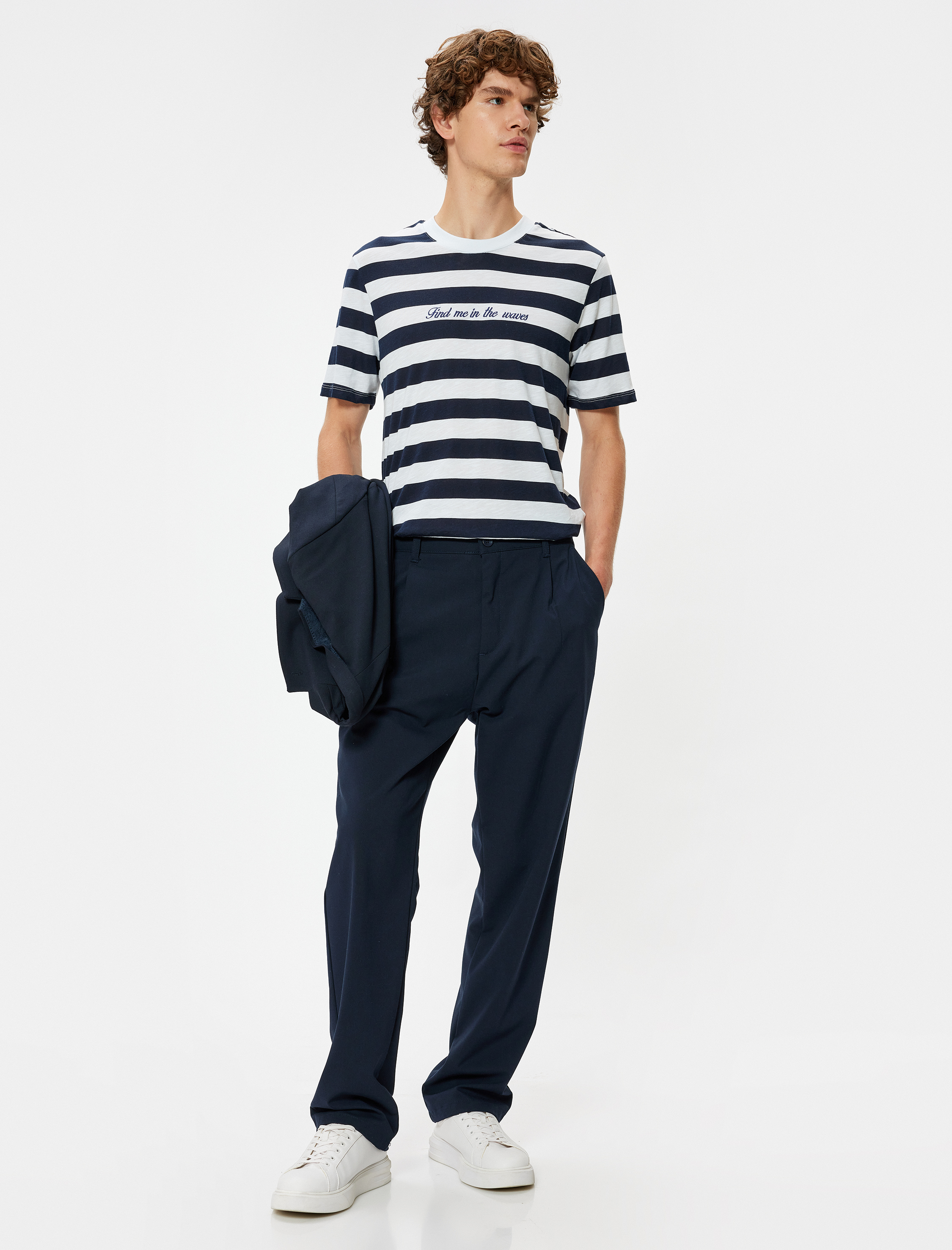   Slogan Baskılı Tişört Kısa Kollu Regular Fit Bisiklet Yaka Denizci Temalı Pamuklu