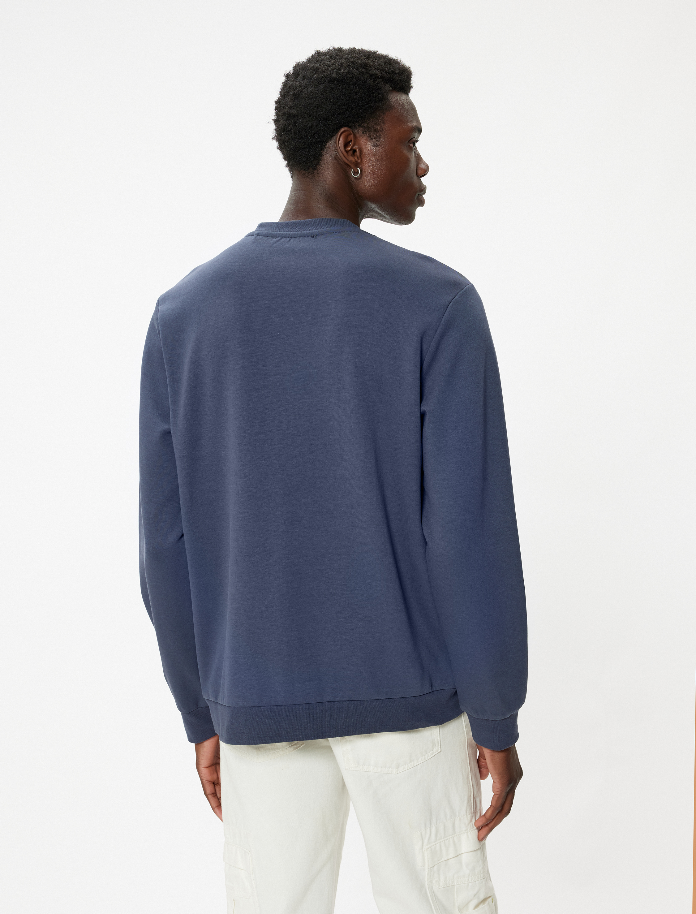   Slogan Baskılı Sweatshirt Basic Bisiklet Yaka Uzun Kollu Pamuklu İnterlok Kumaş