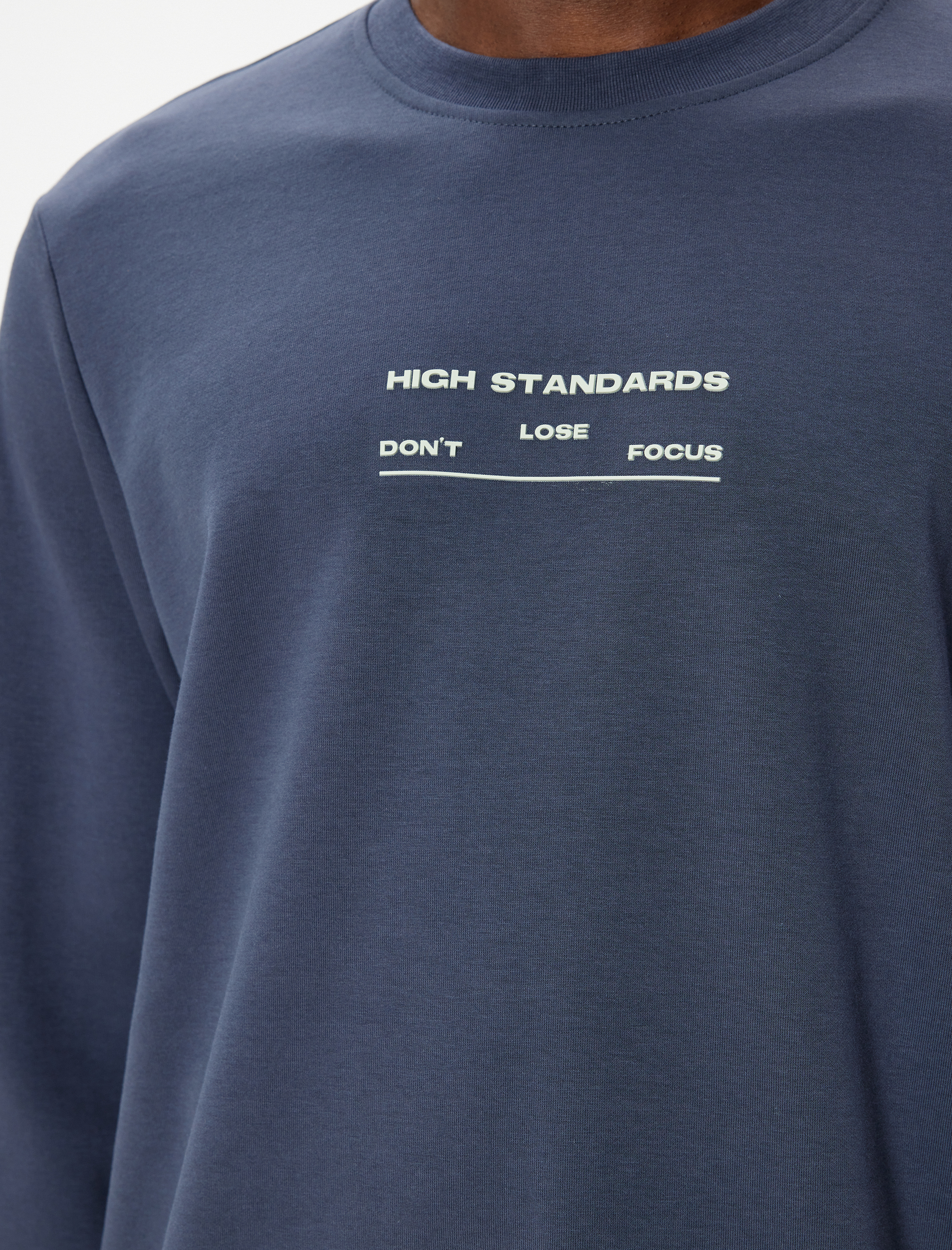   Slogan Baskılı Sweatshirt Basic Bisiklet Yaka Uzun Kollu Pamuklu İnterlok Kumaş