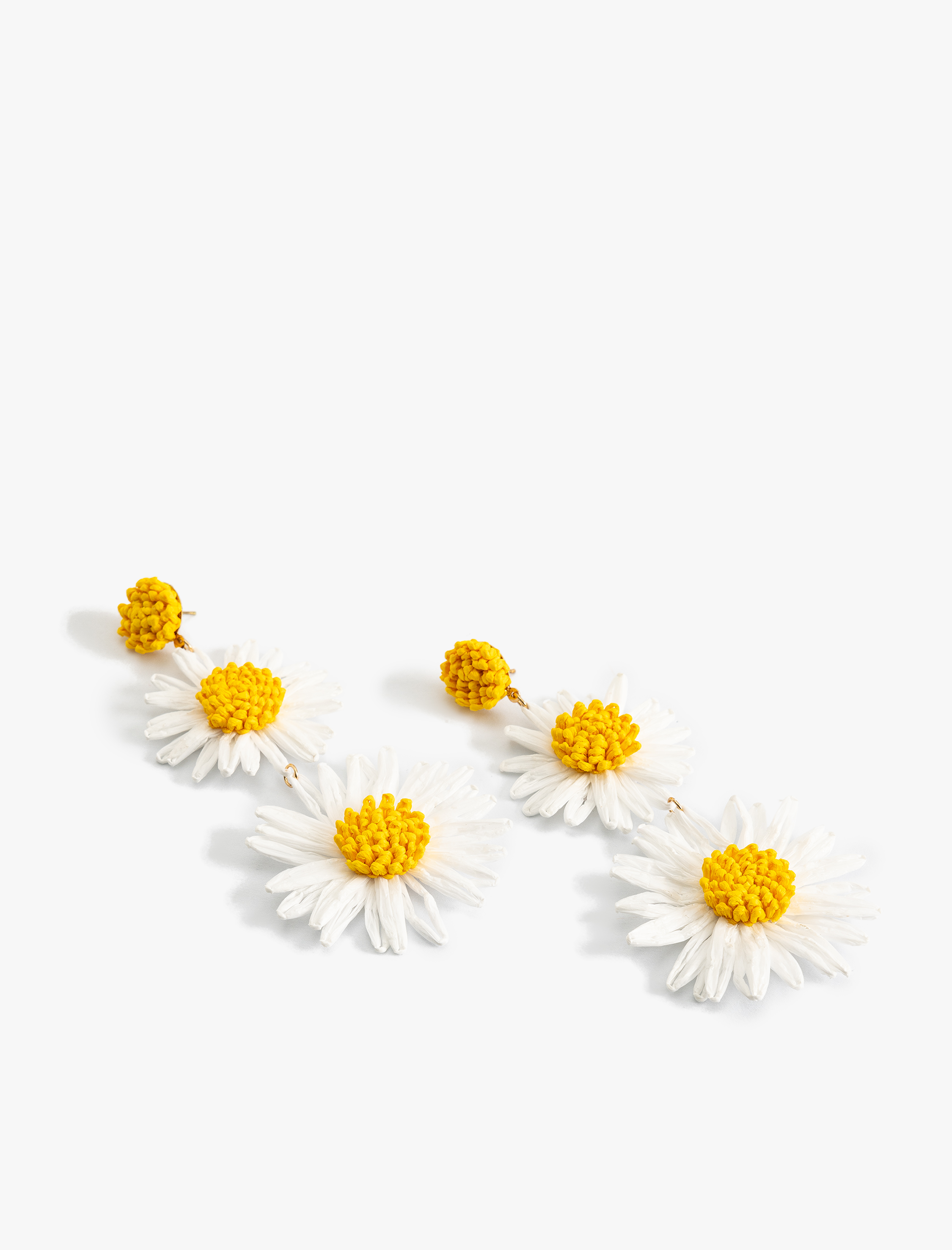  Kadın Papatya Küpe Sallantılı Hasır