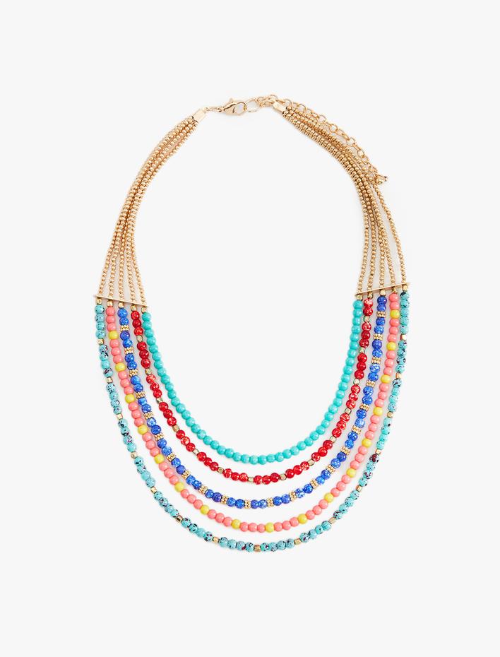 Kadın Boncuklu Kolye Çok Renkli