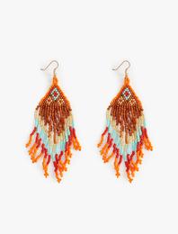 Etnik Küpe Sallantılı Çok Renkli Boncuklu