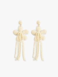 Çiçek Küpe Boncuklu Sallantılı