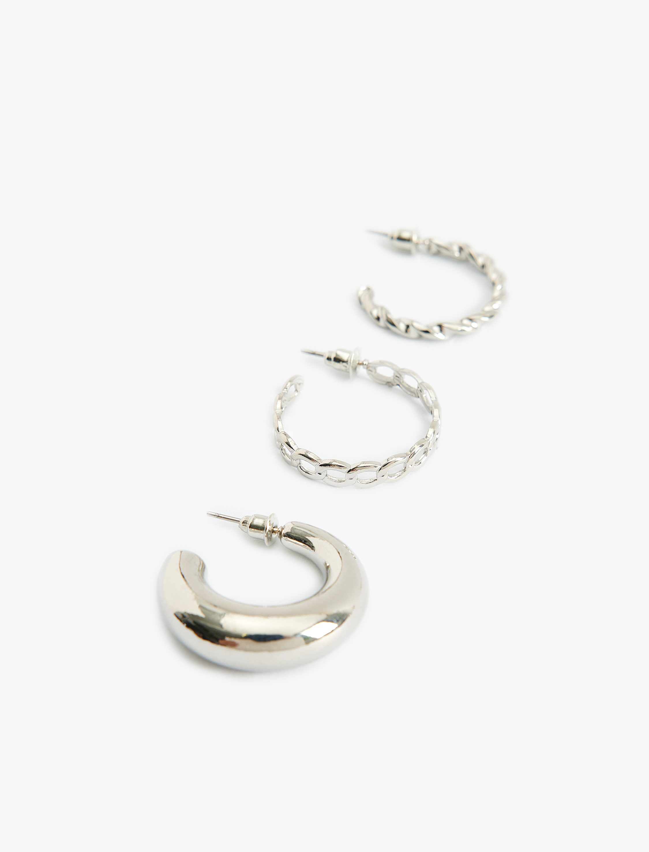  Kadın Halka Çelik Küpe Seti 3'lü