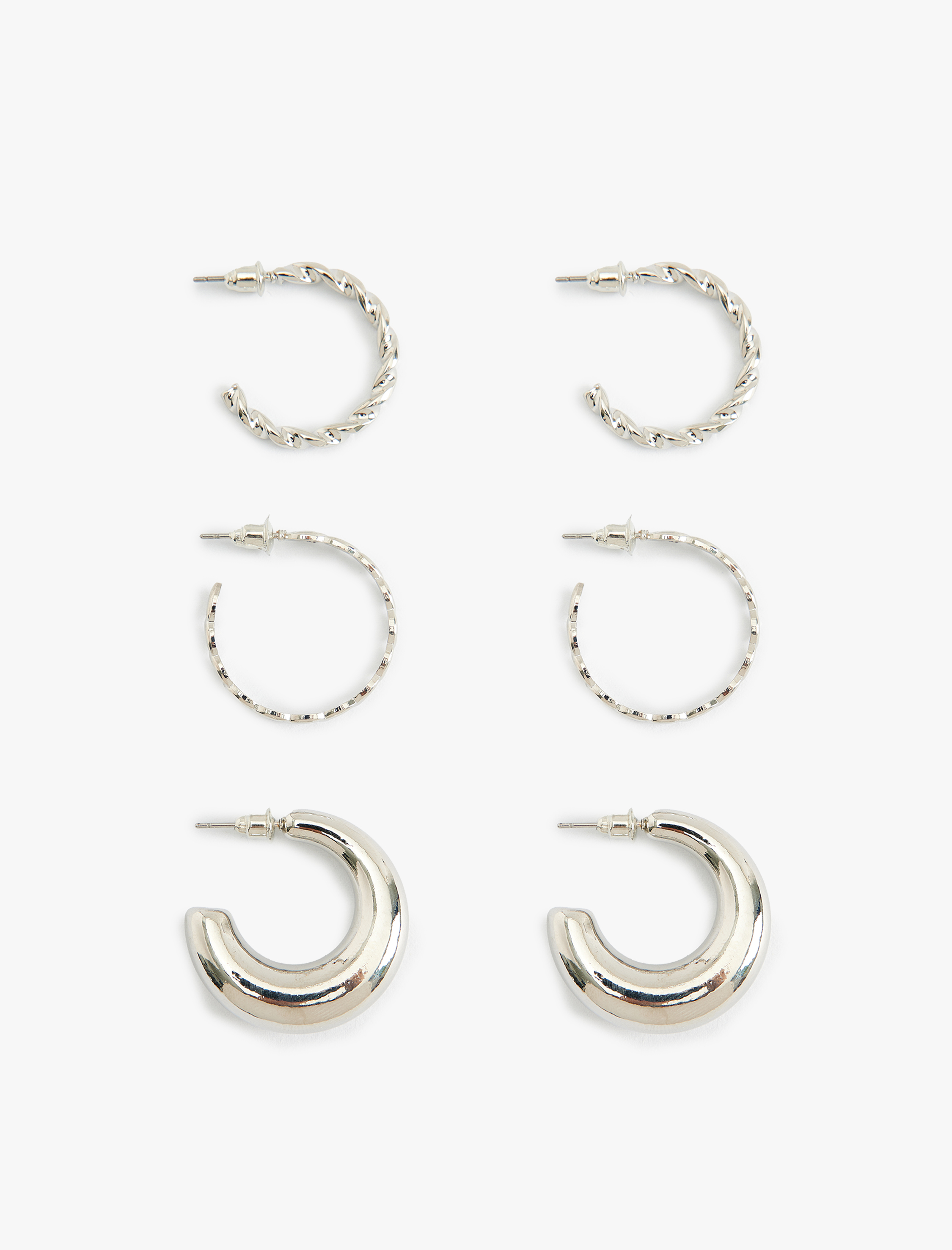  Kadın Halka Çelik Küpe Seti 3'lü