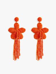 Çiçek Küpe Boncuklu Sallantılı